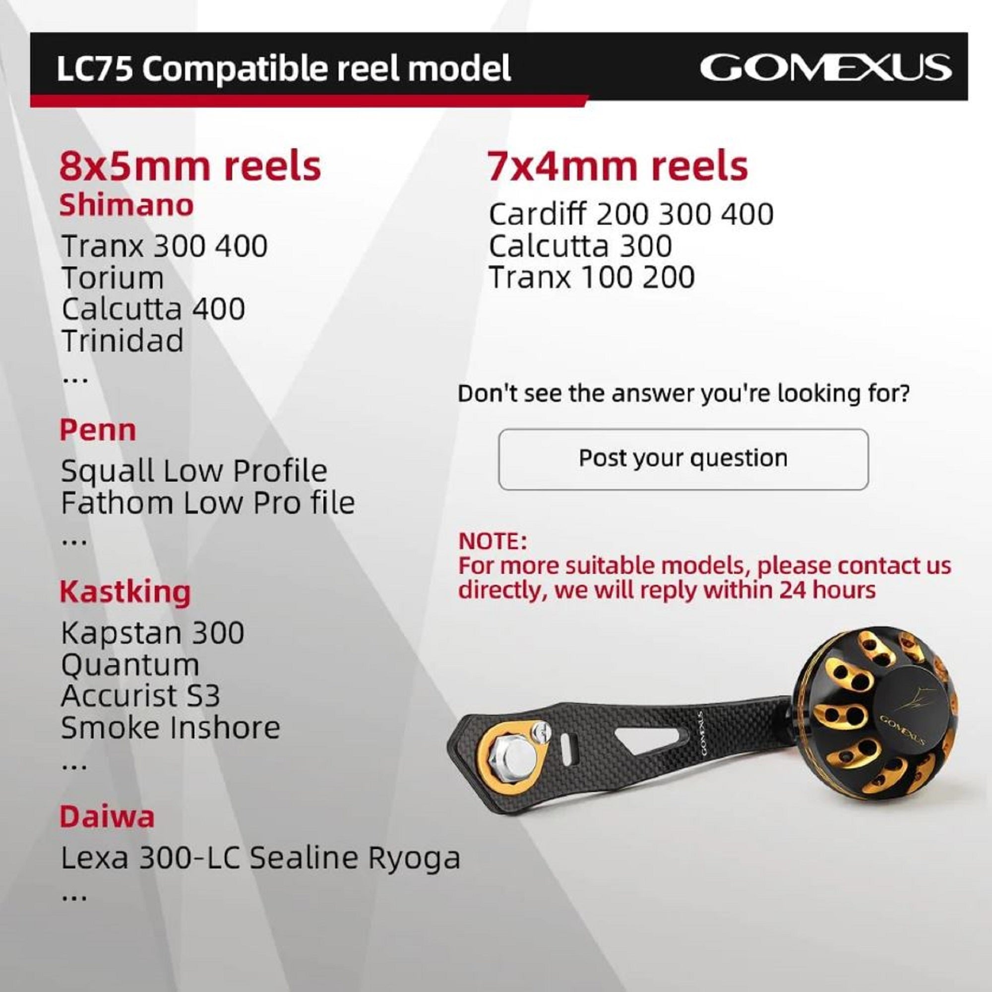 Gomexus LCD75A38BKBN Handle Bait Alu Black 75mm 8x5mm Daiwa (3599)