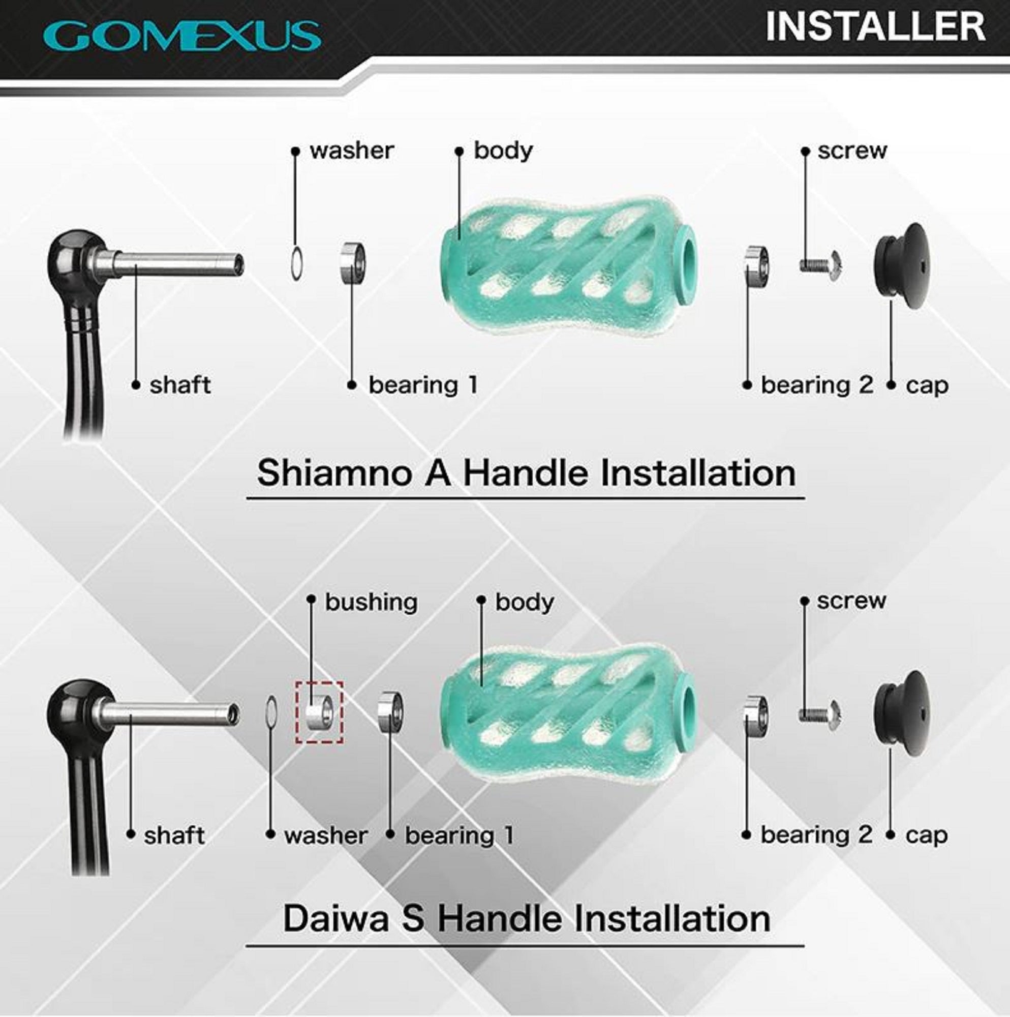 Gomexus K120PFGNBK Knob TPE Green Clear 22mm Shimano A , Daiwa S (3940)