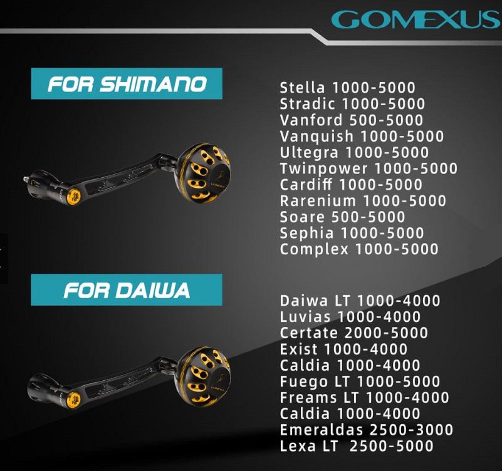 Gomexus LYD70A38BKRD Handle Spinning Alu Black 68mm Daiwa (4398)