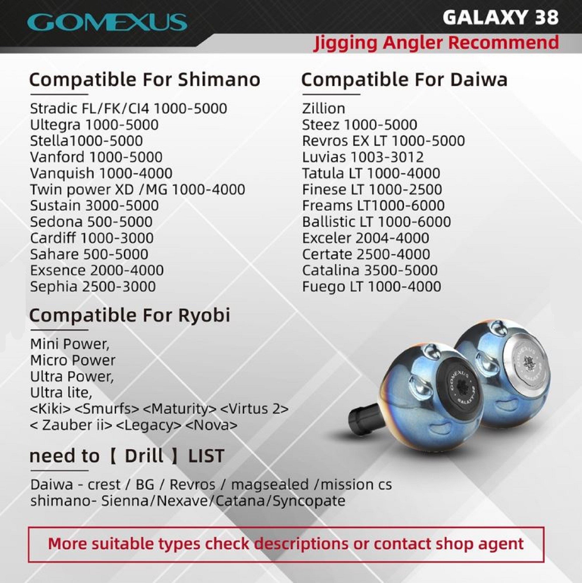 Gomexus K141TSJSR Knob Titanium Flame Silver 41mm Shimano A , Daiwa S (5302)