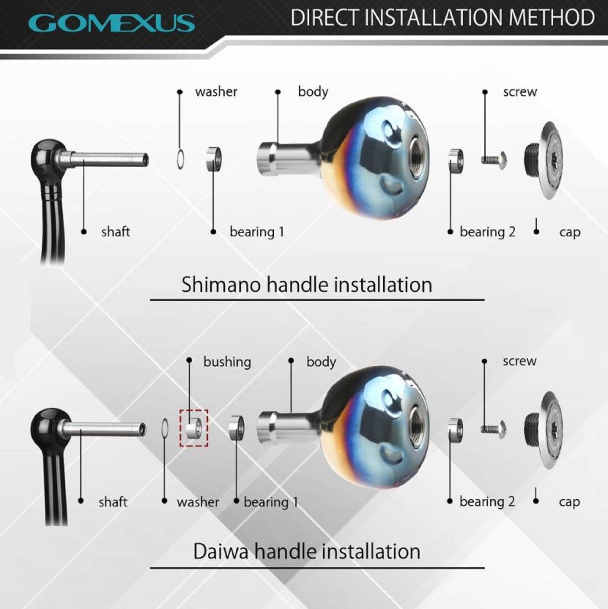Gomexus K141TSJSR Knob Titanium Flame Silver 41mm Shimano A , Daiwa S (5302)