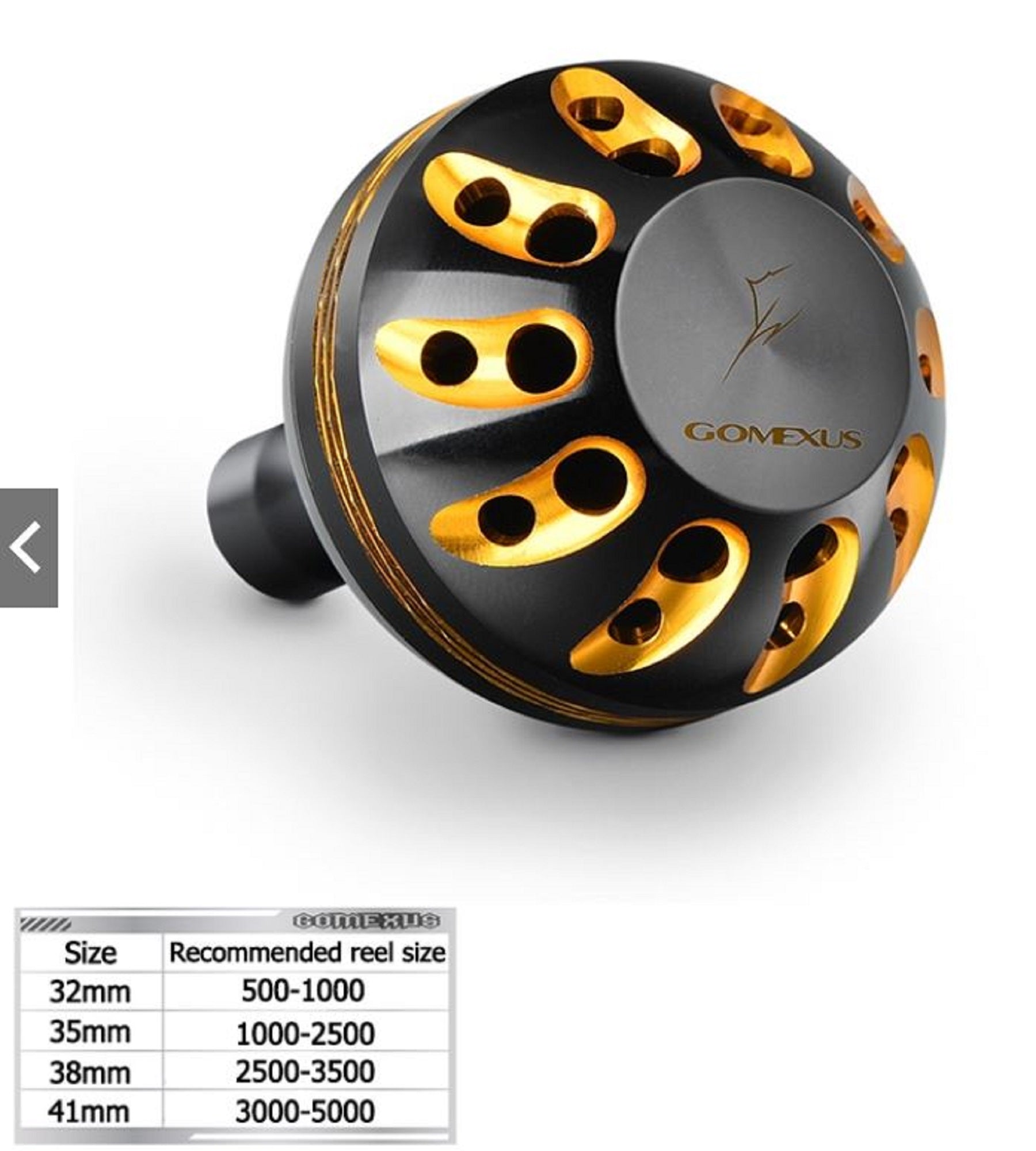 Gomexus K35BKBKGD-G Knob Alu Black Gold 35mm Shimano A , Daiwa S (7313)