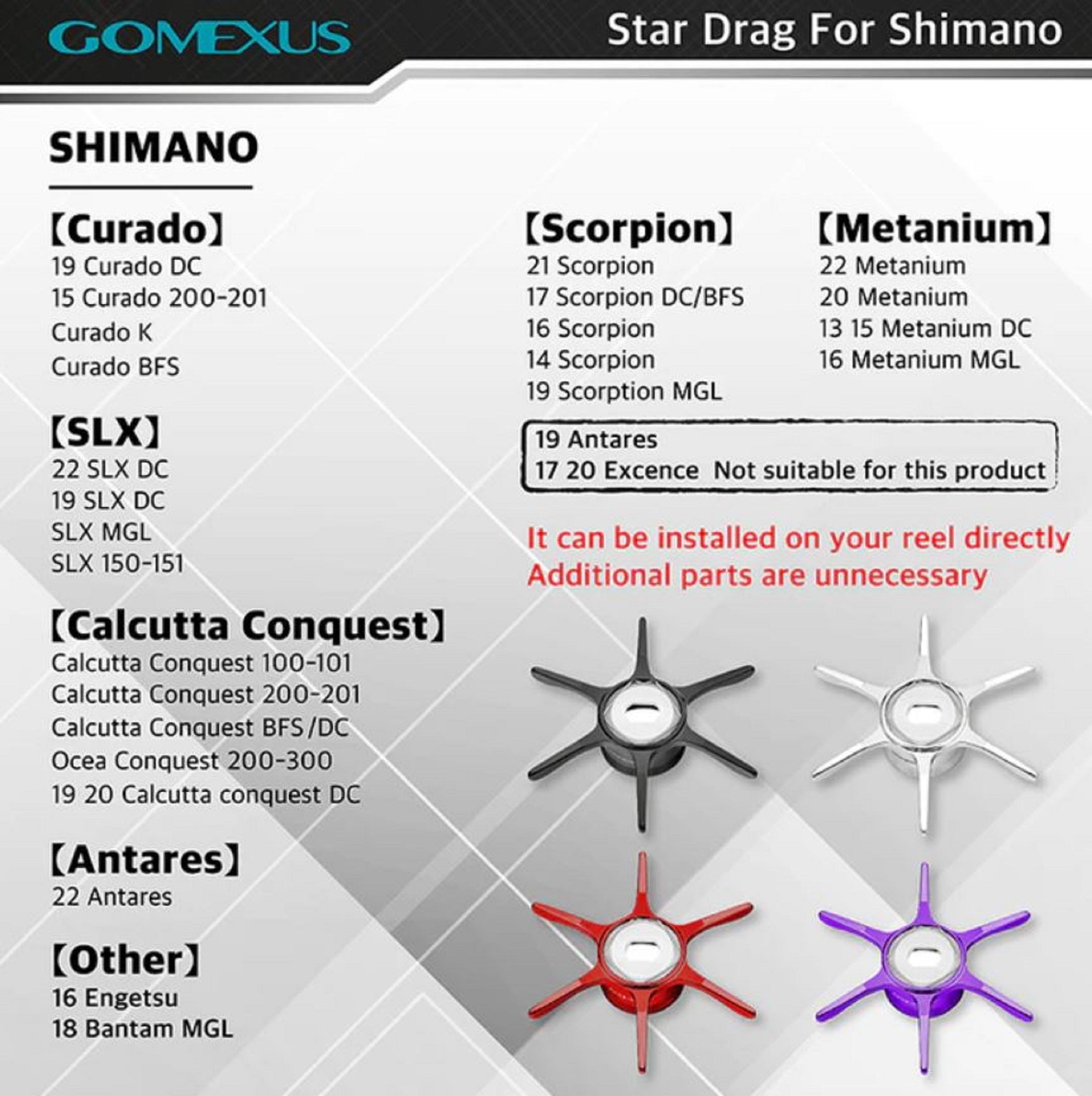 Gomexus Star Drag Shiny Black Shimano (8006)