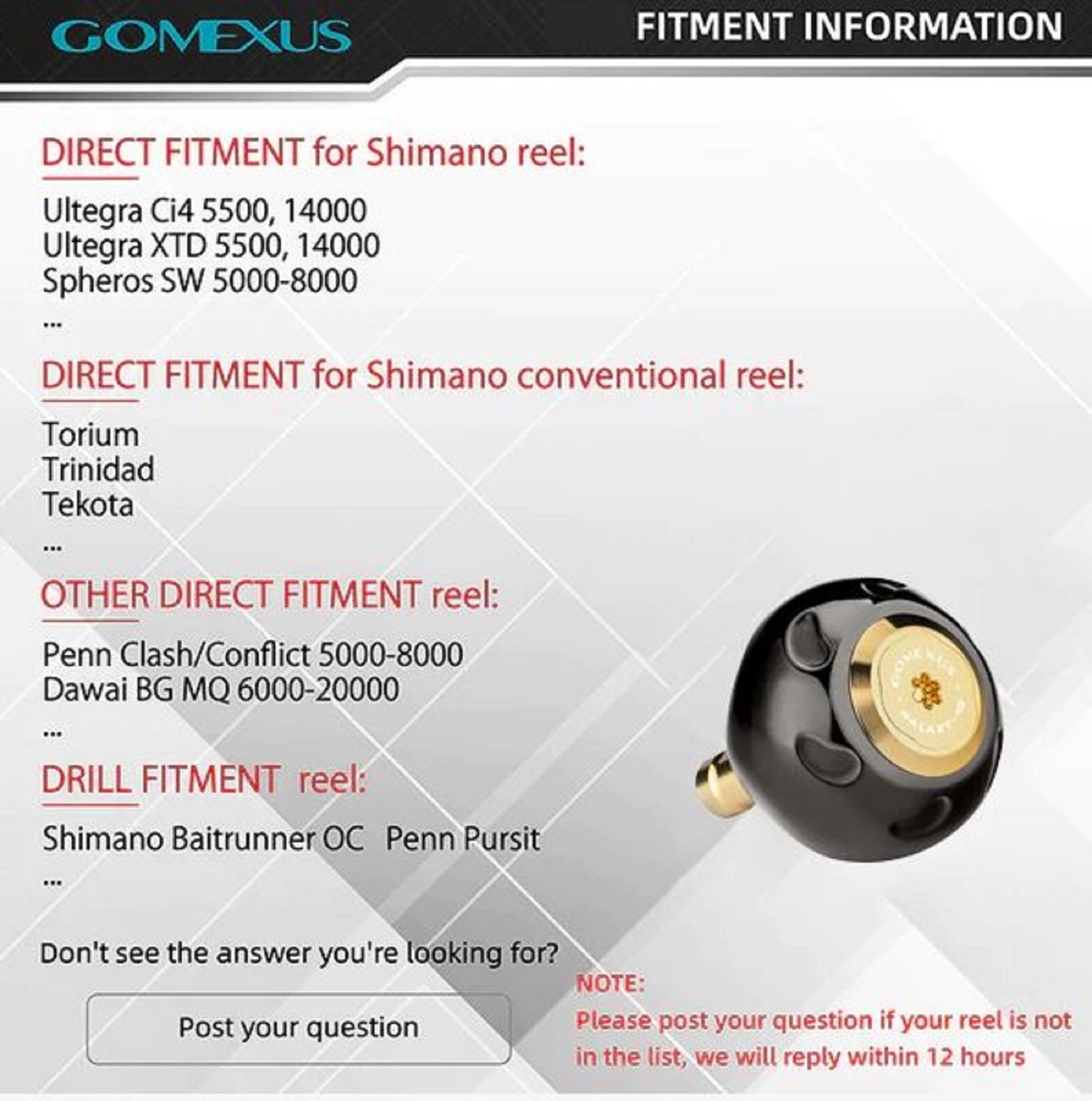 Gomexus TB50BKGD Knob Alu Black 50mm Shimano B (8549)