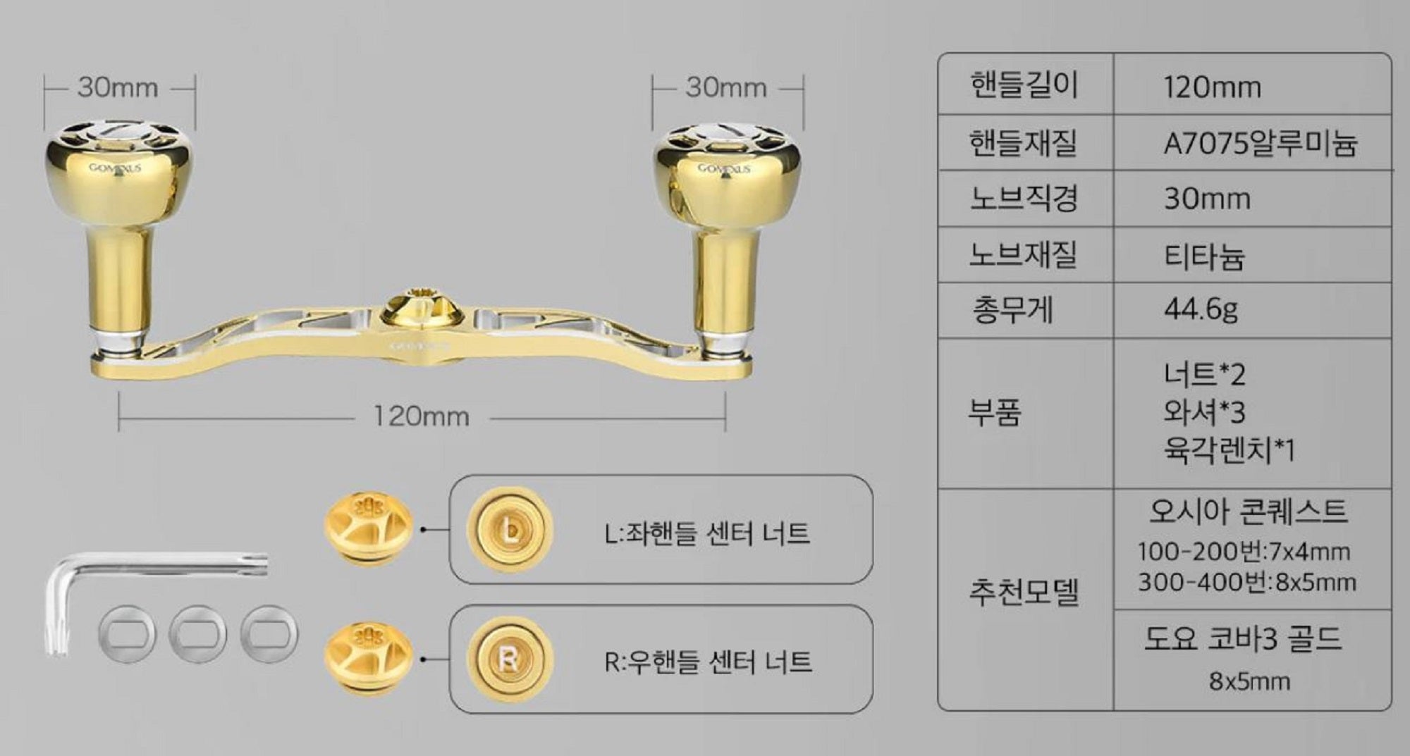 Gomexus H1B120A30TTNXS Handle Titanium Galaxy 120mm Shimano A (8754)
