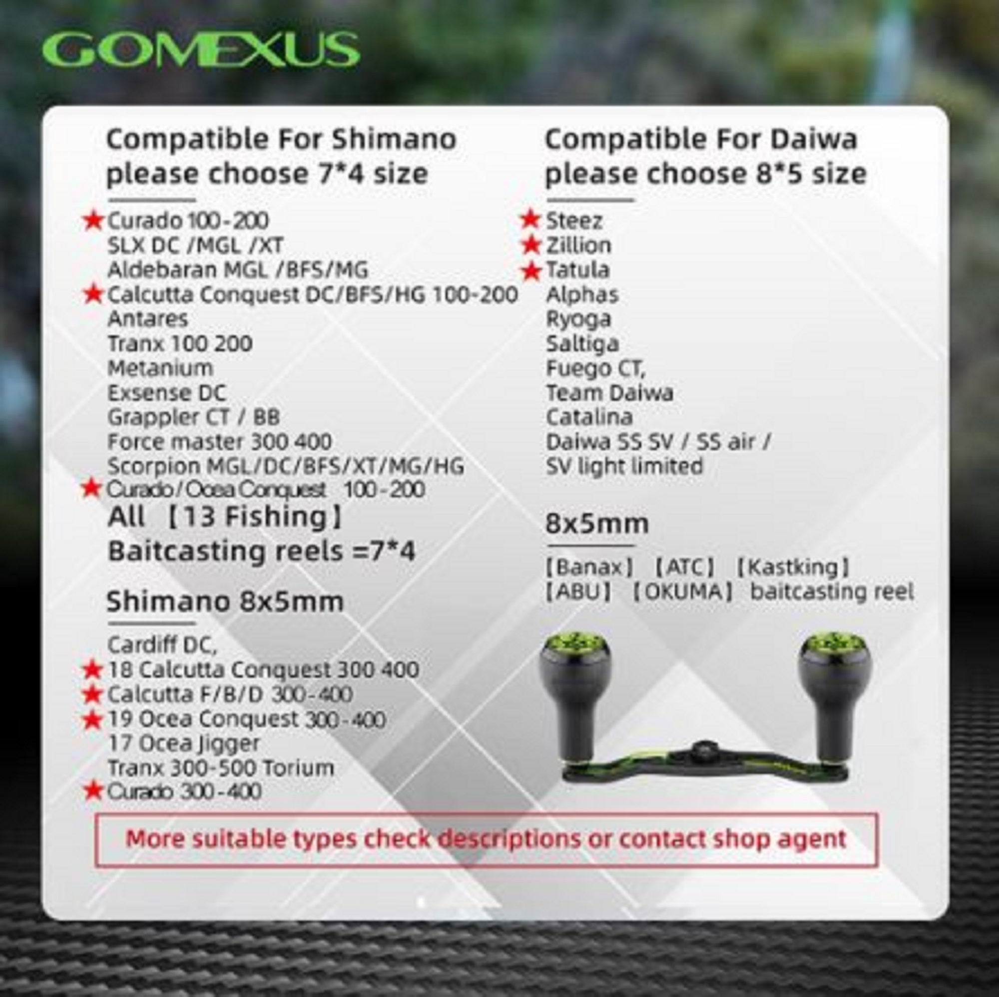 Gomexus H1B100A27PBKCJ Handle Bait Alu 100/27mm Shimano A (9515)