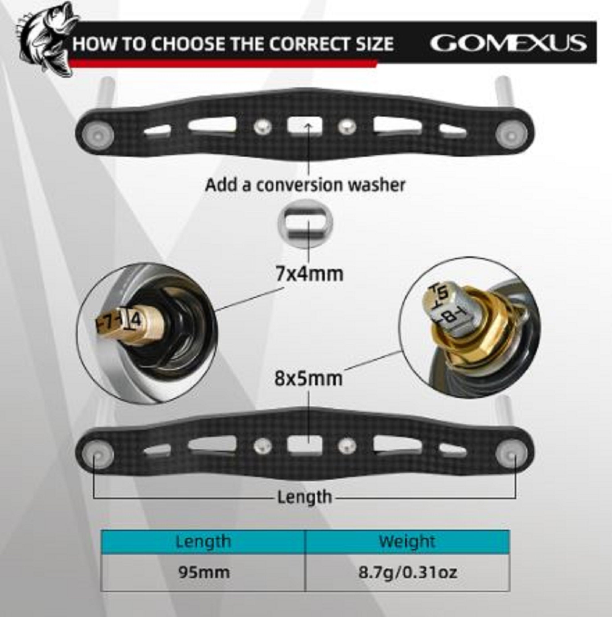 Gomexus H1B100A27PBKCJ Handle Bait Alu 100/27mm Shimano A (9515)