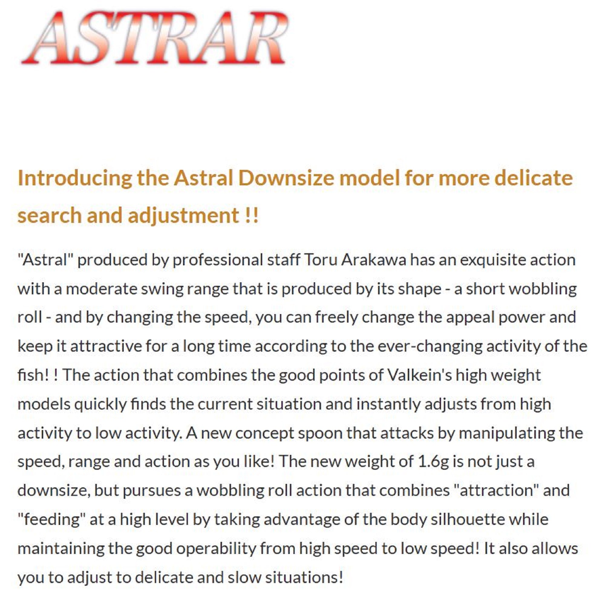 Valkein Spoon Astrar 1.6 grams Sinking Lure No.71 (1748)