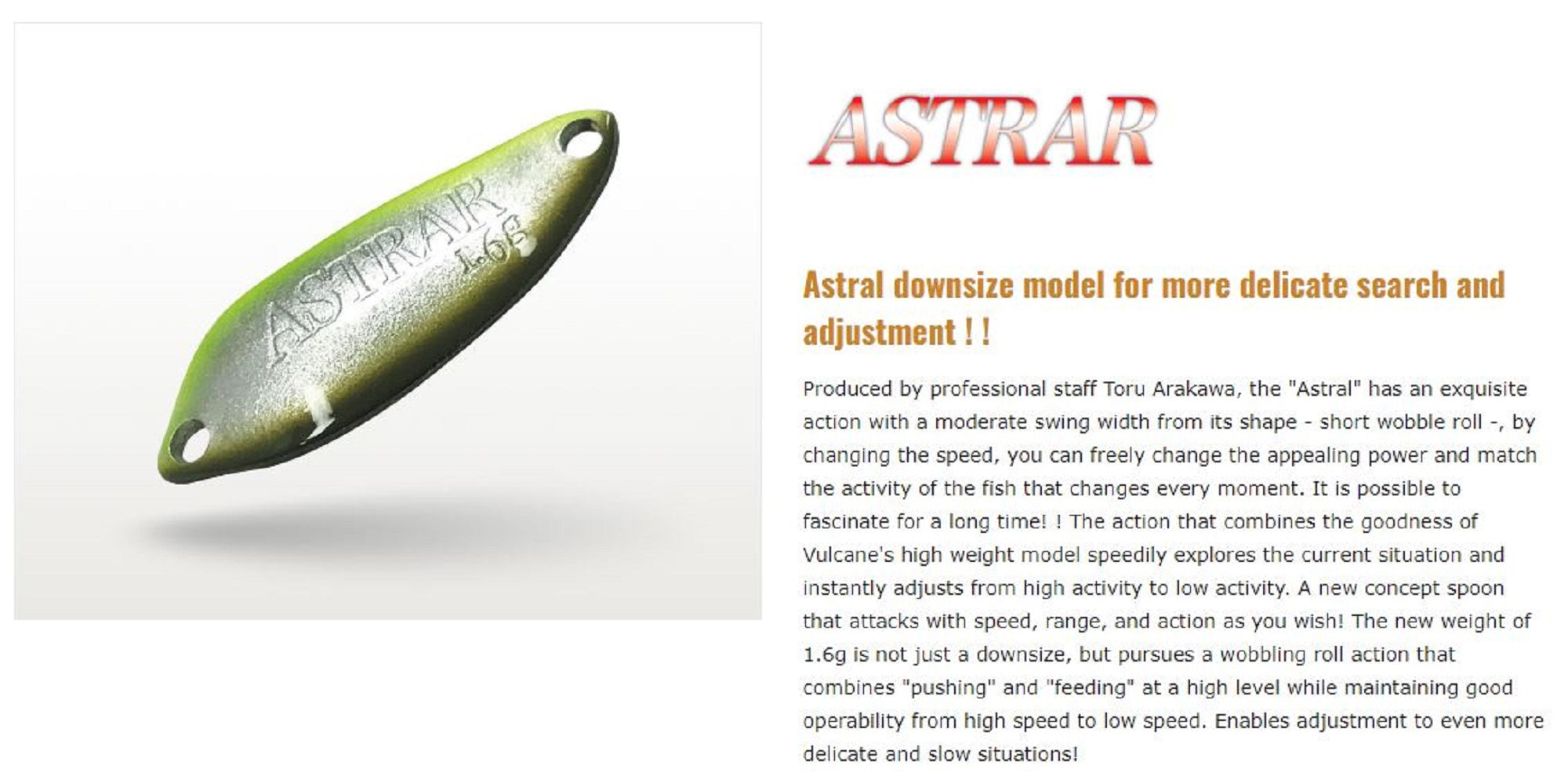 Valkein Spoon Astrar 3.2 grams Sinking Lure No.27 (6079)