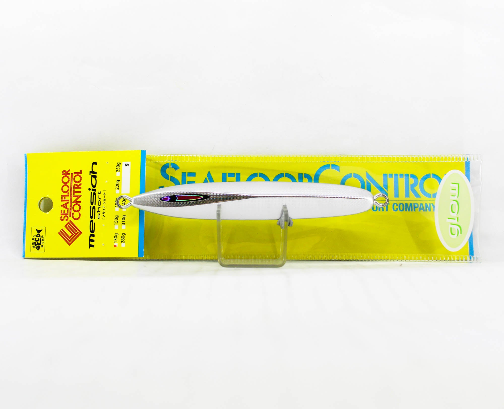 Seafloor Control Metal Jig Messiah Short 130 grams Pearl Zebra Glow (5105)