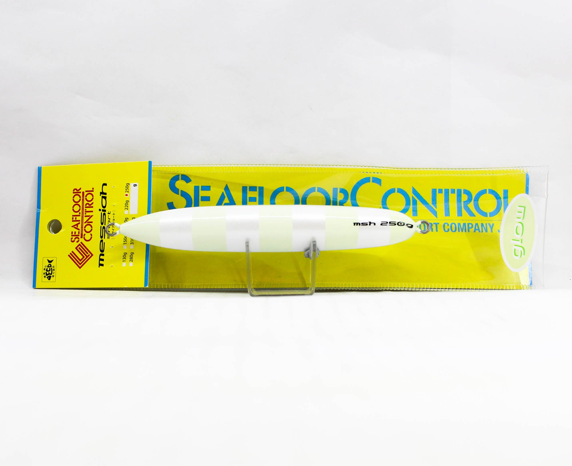 Seafloor Control Metal Jig Messiah Short 250 grams Pearl Zebra Glow (5143)