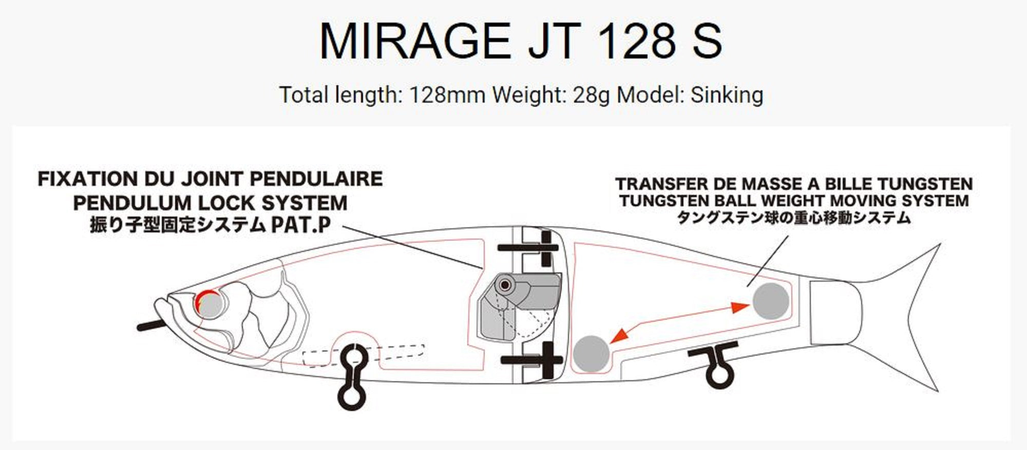 Treful Creation Mirage JT128S Sinking Lure YPC (0080)