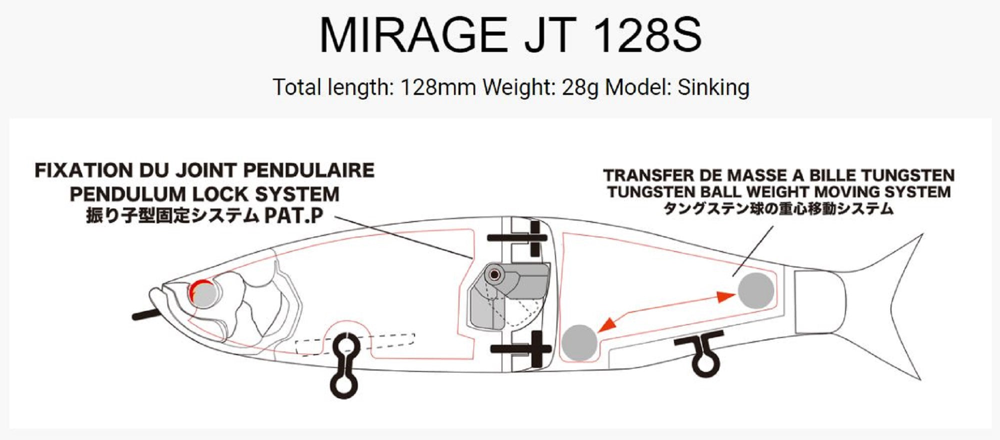 Treful Creation Mirage JT128S Sinking Lure Mat Chart (0103)