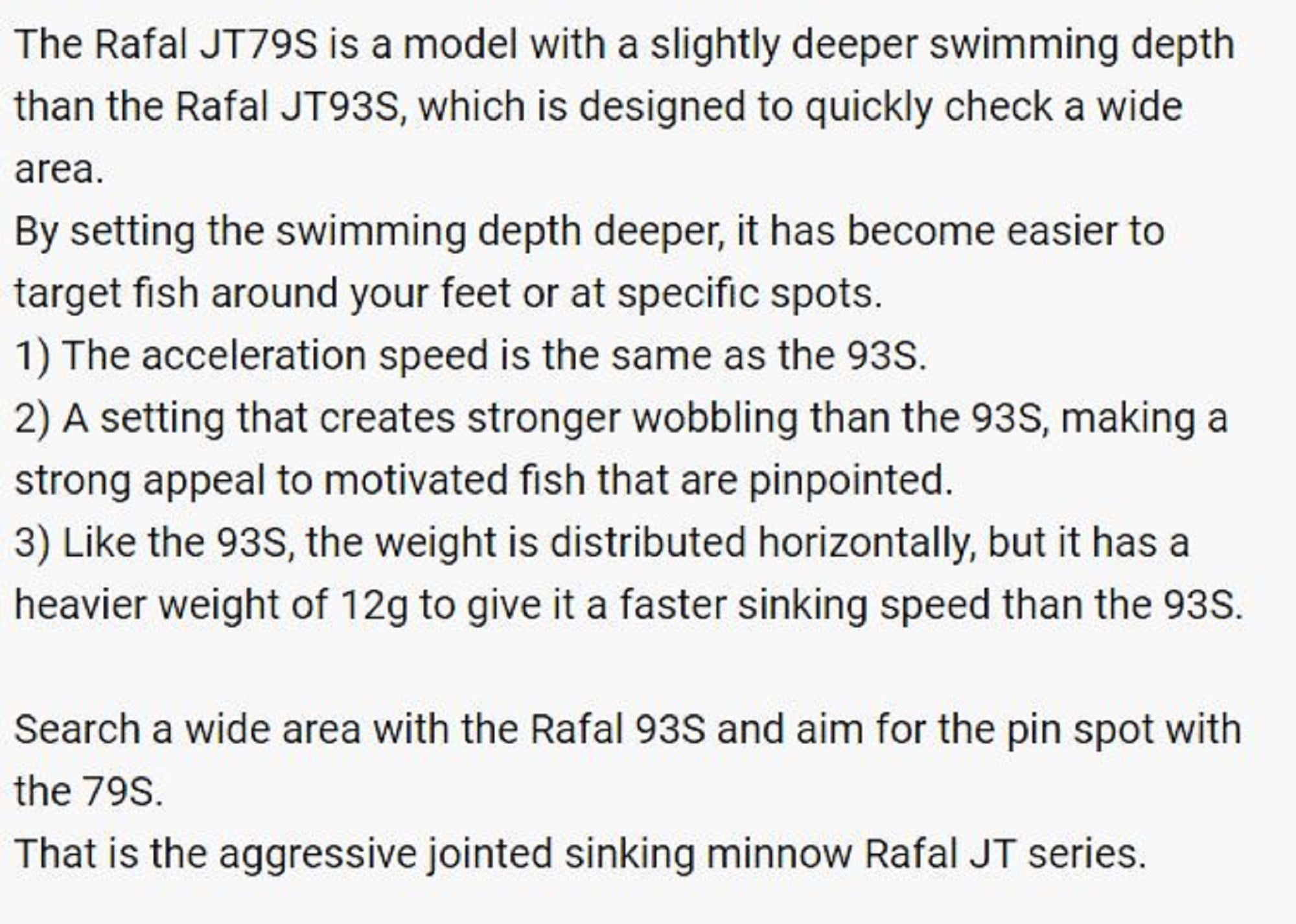Treful Creation Rafale JT 79S Sinking Lure WPC (0301)