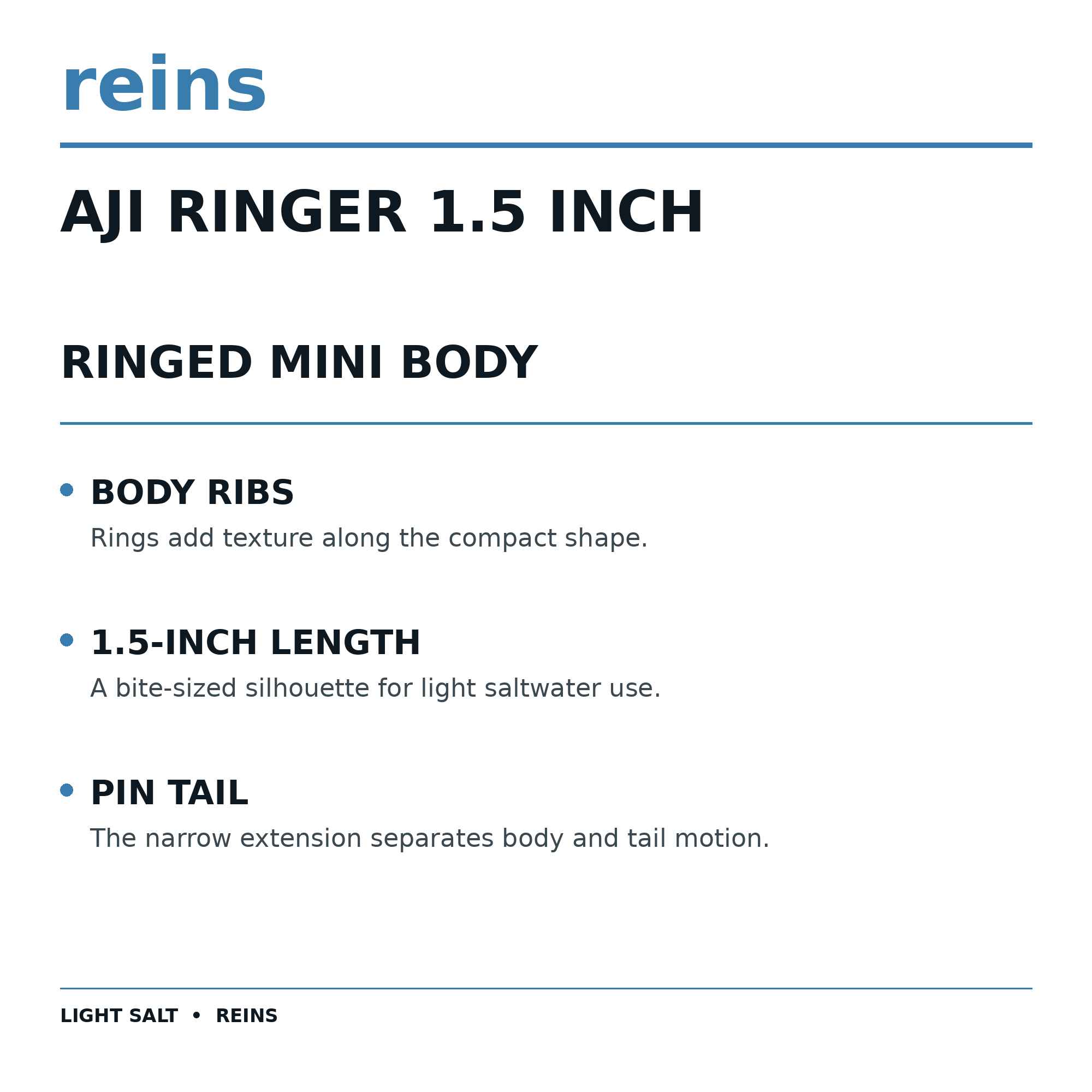 Reins Soft Plastic Aji Ringer 1.5 Inch 15 pieces 122 (2885)