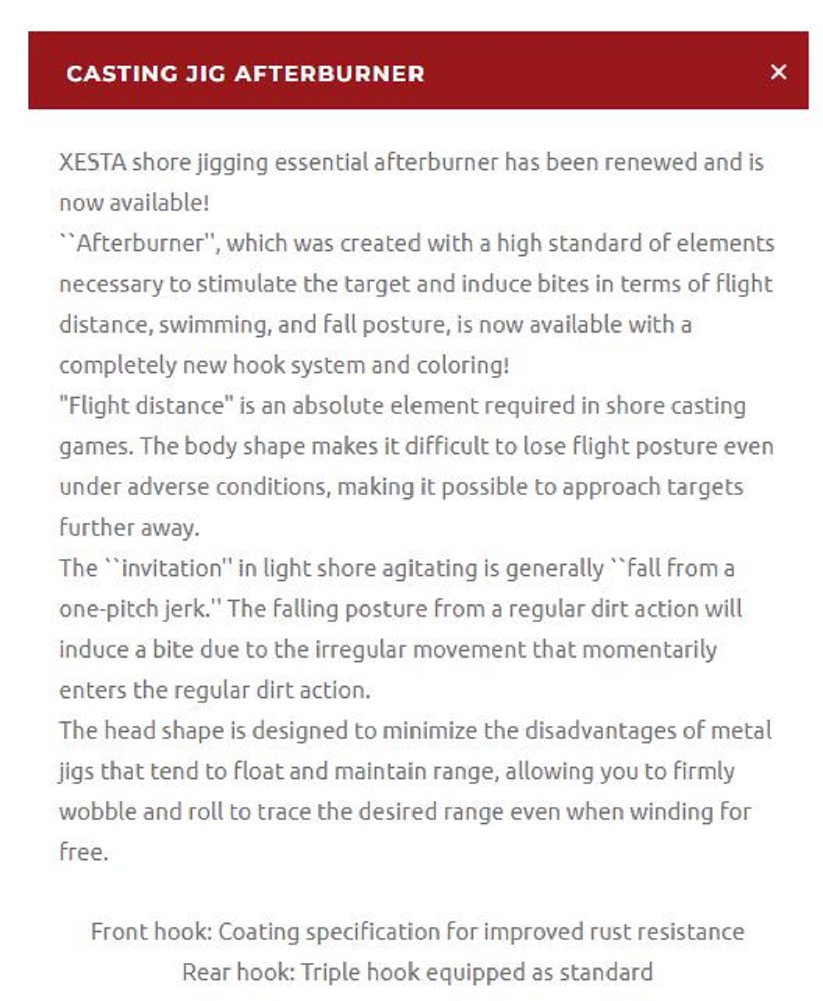 Xesta Metal Jig After Burner 50 grams PHS (6801)