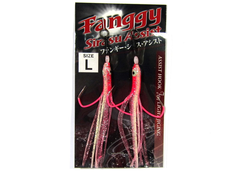 Xesta Fanggy Shirasu Skirted Twin Assist Hooks Size L 1/0 PinkSilver (0822)