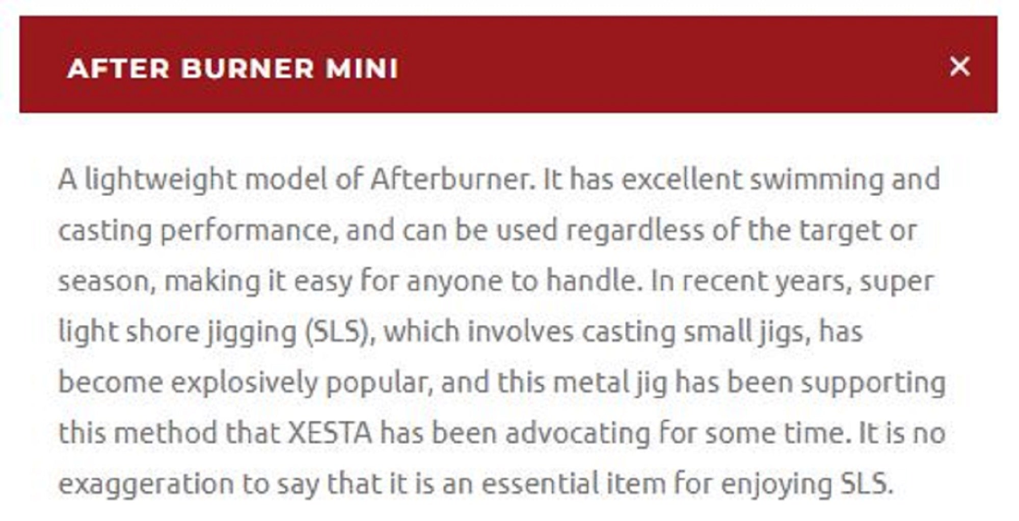 Xesta Metal Jig After Burner 5 grams CC (5254)