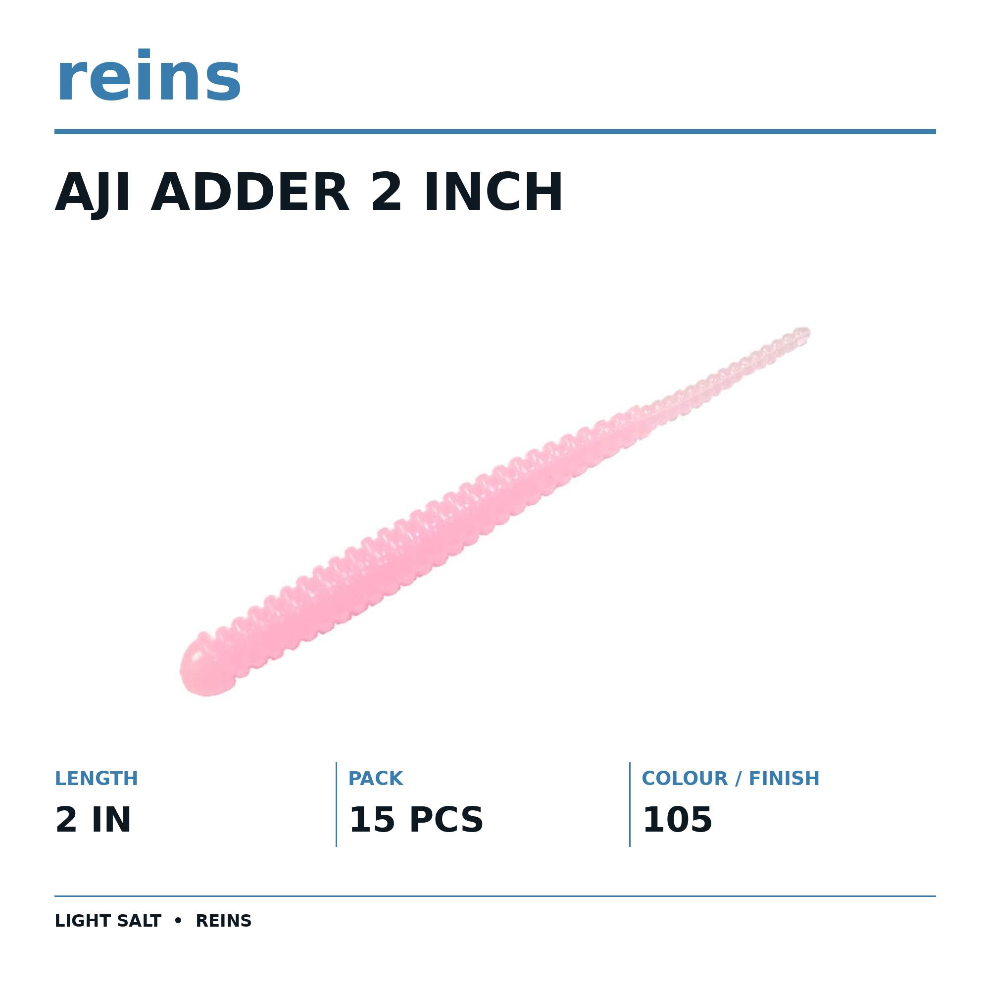 Reins Soft Plastic Aji Adder 2 Inch 15 Pieces 105 (0124)