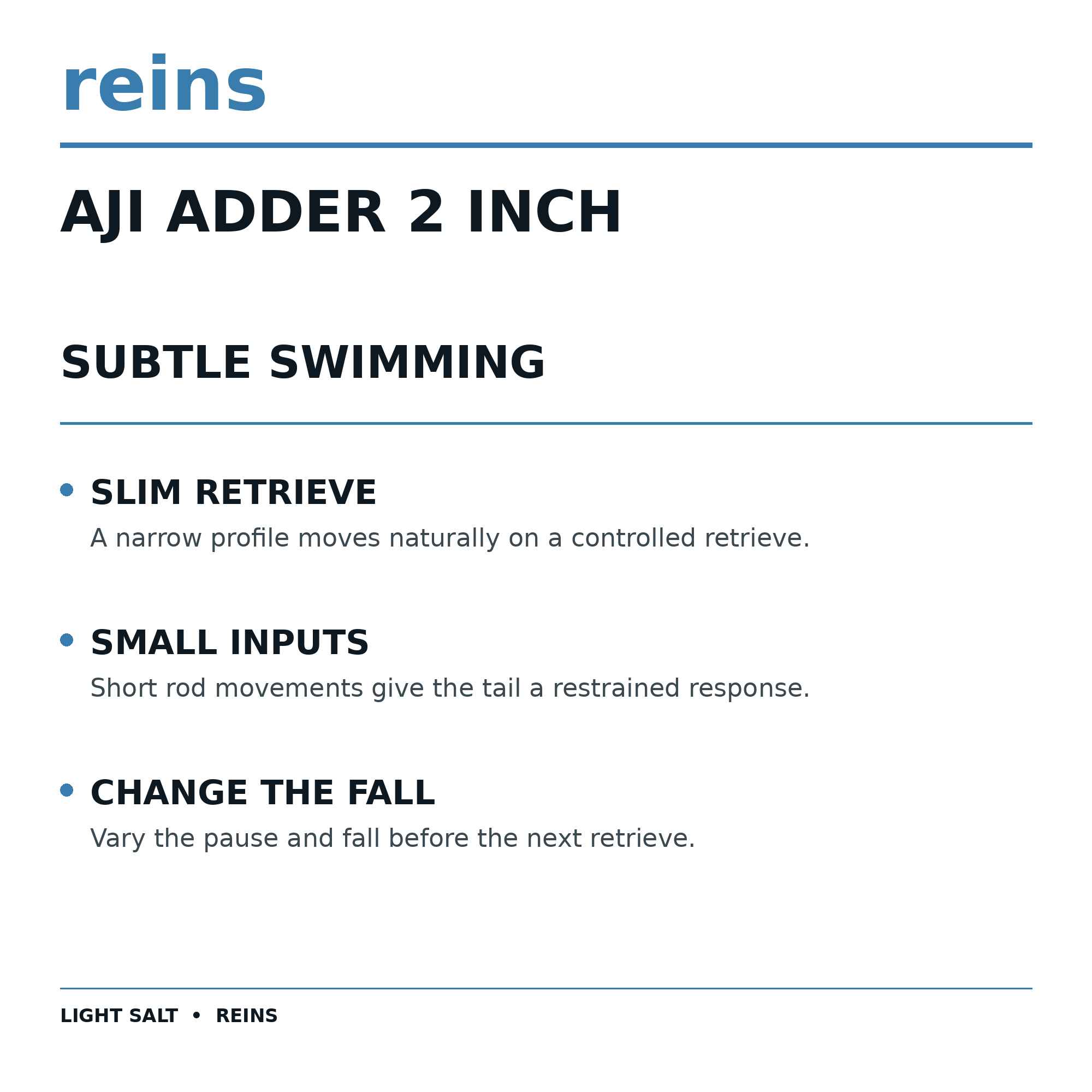 Reins Soft Plastic Aji Adder 2 Inch 15 Pieces 123 (0155)