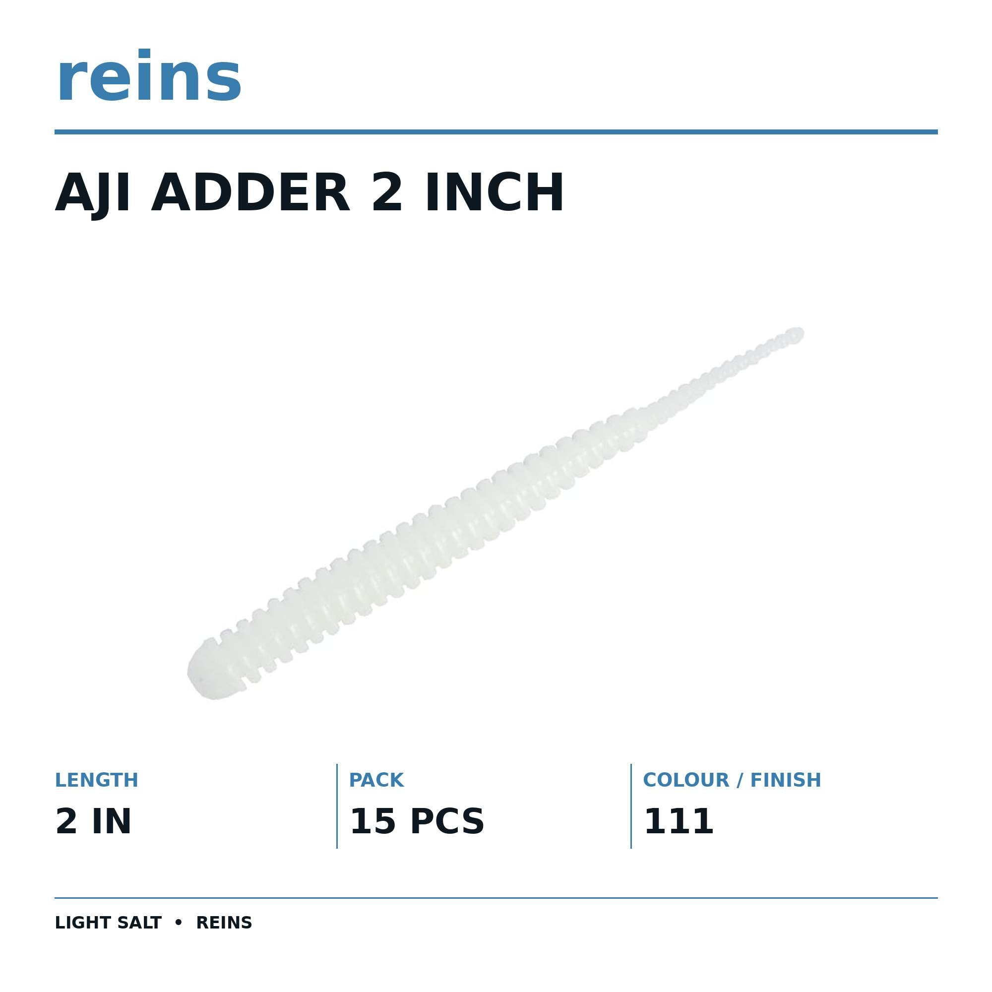 Reins Soft Plastic Aji Adder 2 Inch 15 Pieces 111 (5556)