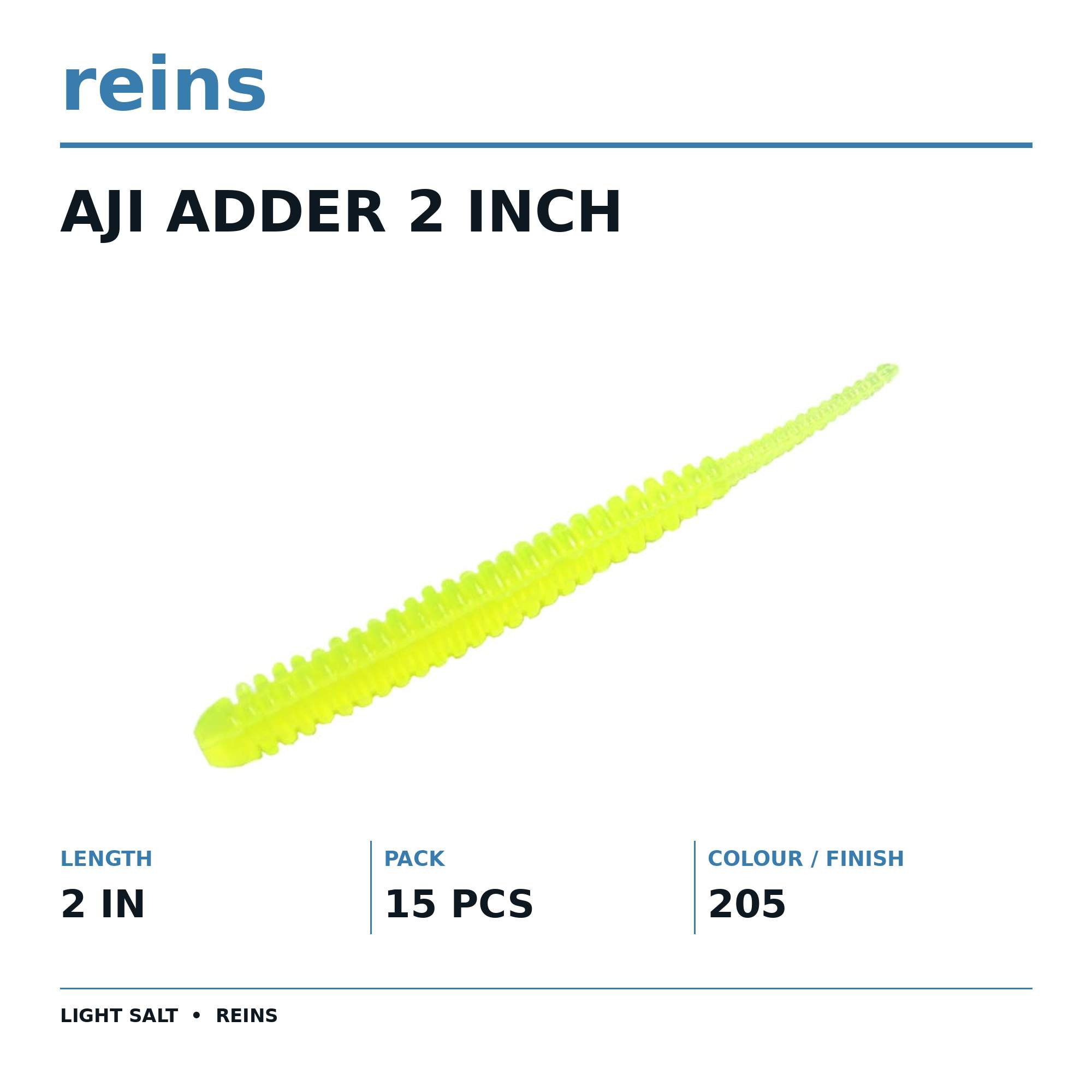 Reins Soft Plastic Aji Adder 2 Inch 15 Pieces 205 (5570)