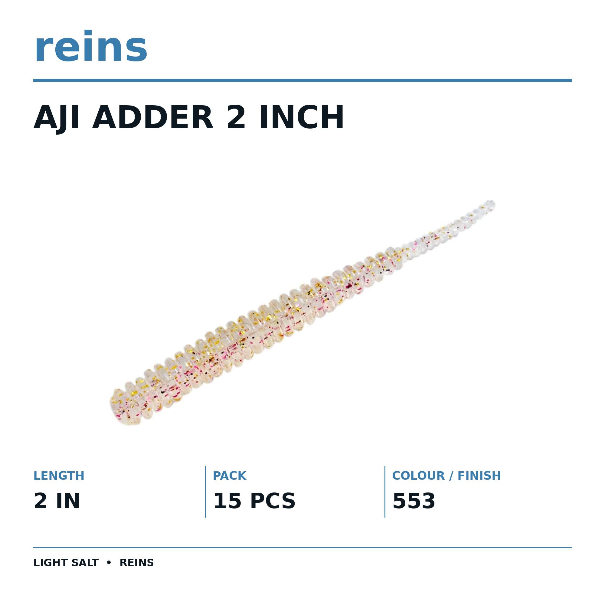 Reins Soft Plastic Aji Adder 2 Inch 15 Pieces 553 (2027)