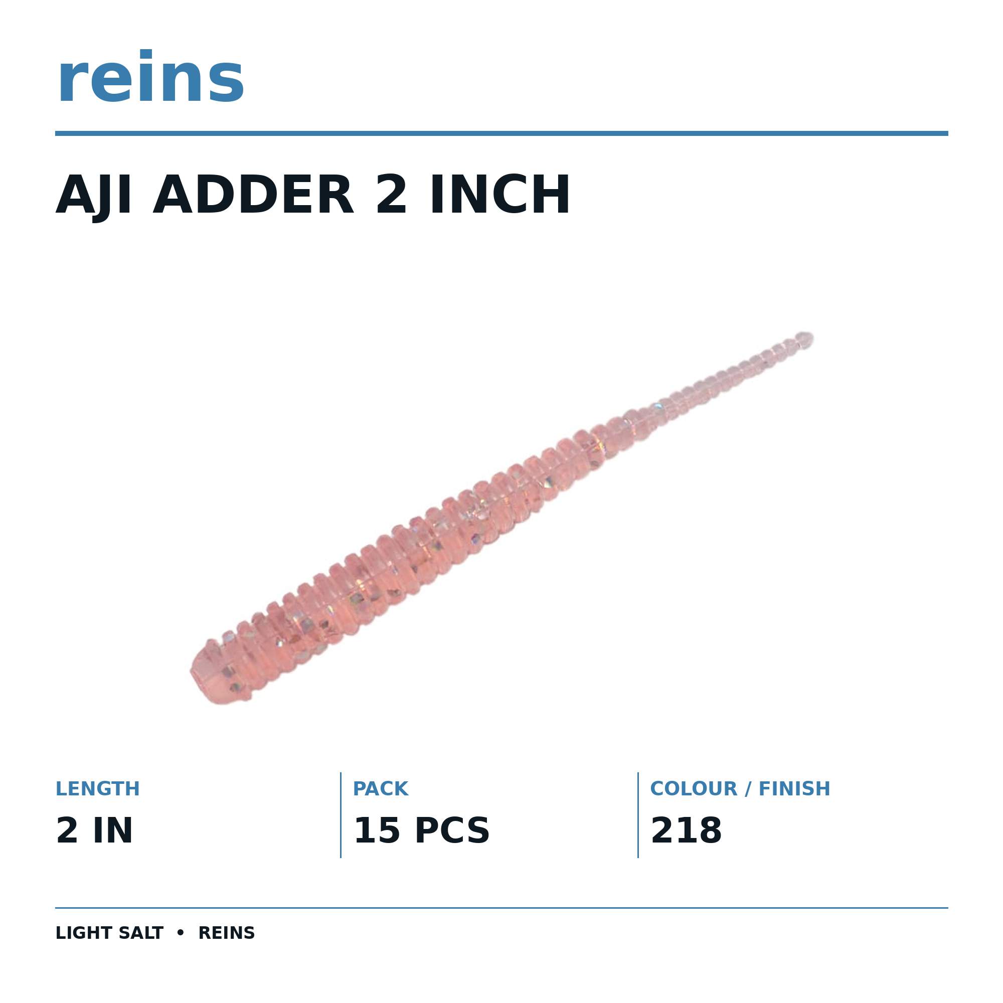 Reins Soft Plastic Aji Adder 2 Inch 15 Pieces 218 (4656)