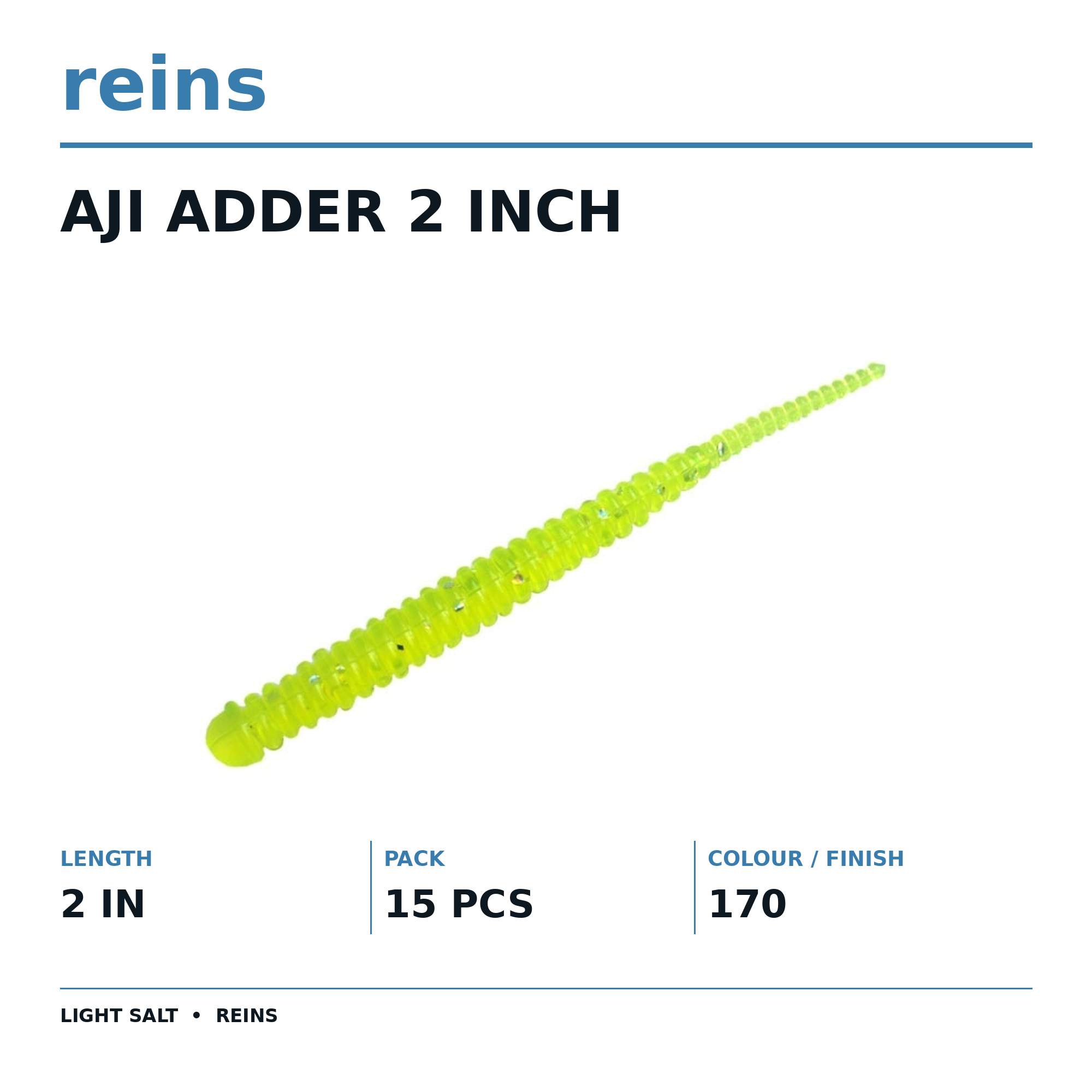 Reins Soft Plastic Aji Adder 2 Inch 15 Pieces 170 (2484)