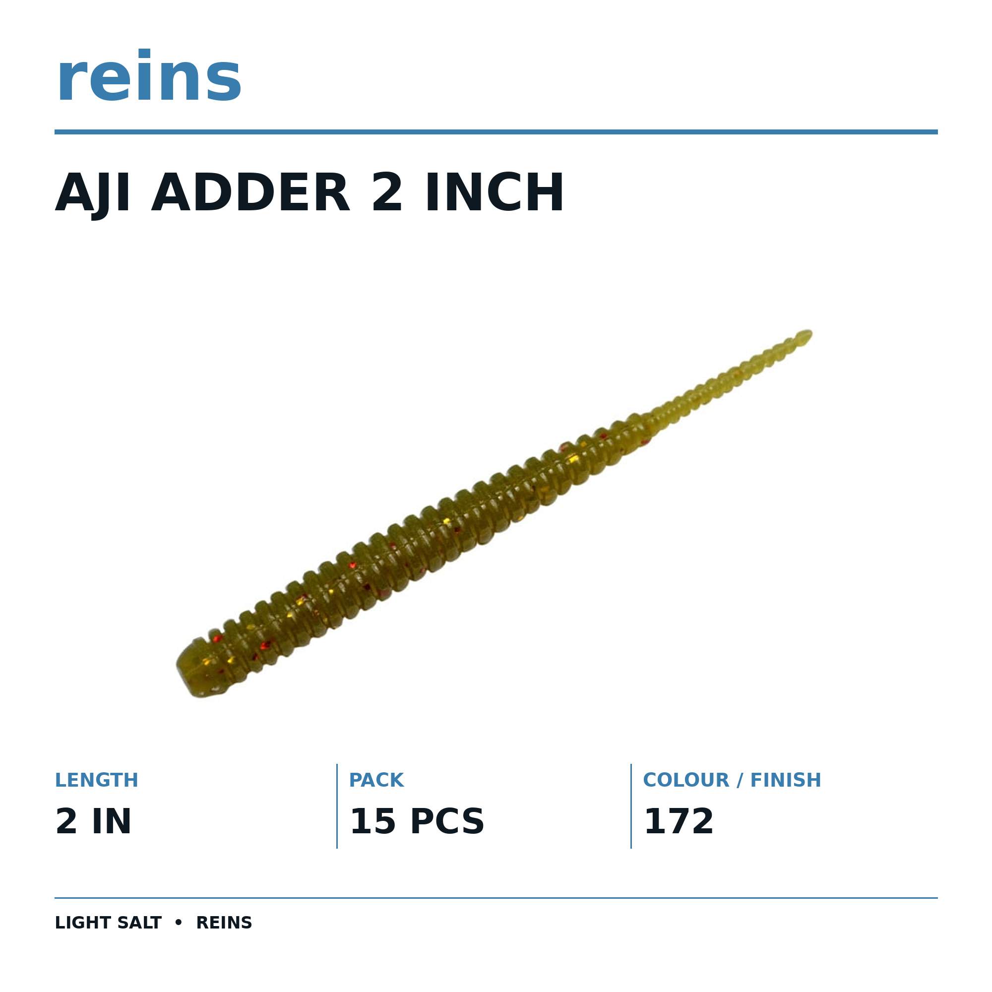 Reins Soft Plastic Aji Adder 2 Inch 15 Pieces 172 (2507)