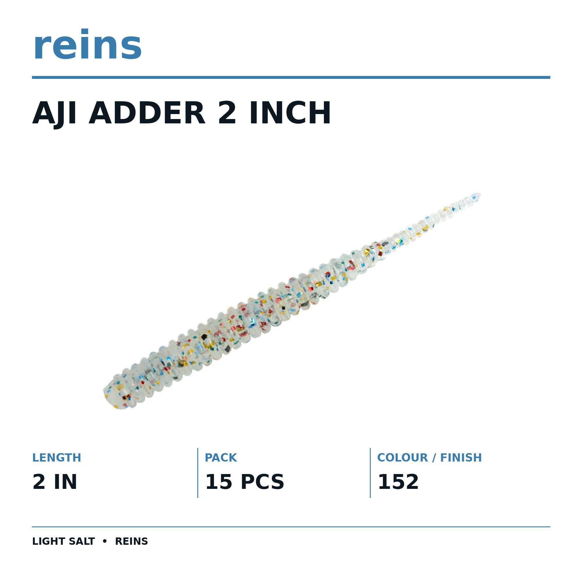Reins Soft Plastic Aji Adder 2 Inch 15 Pieces 152 (2582)