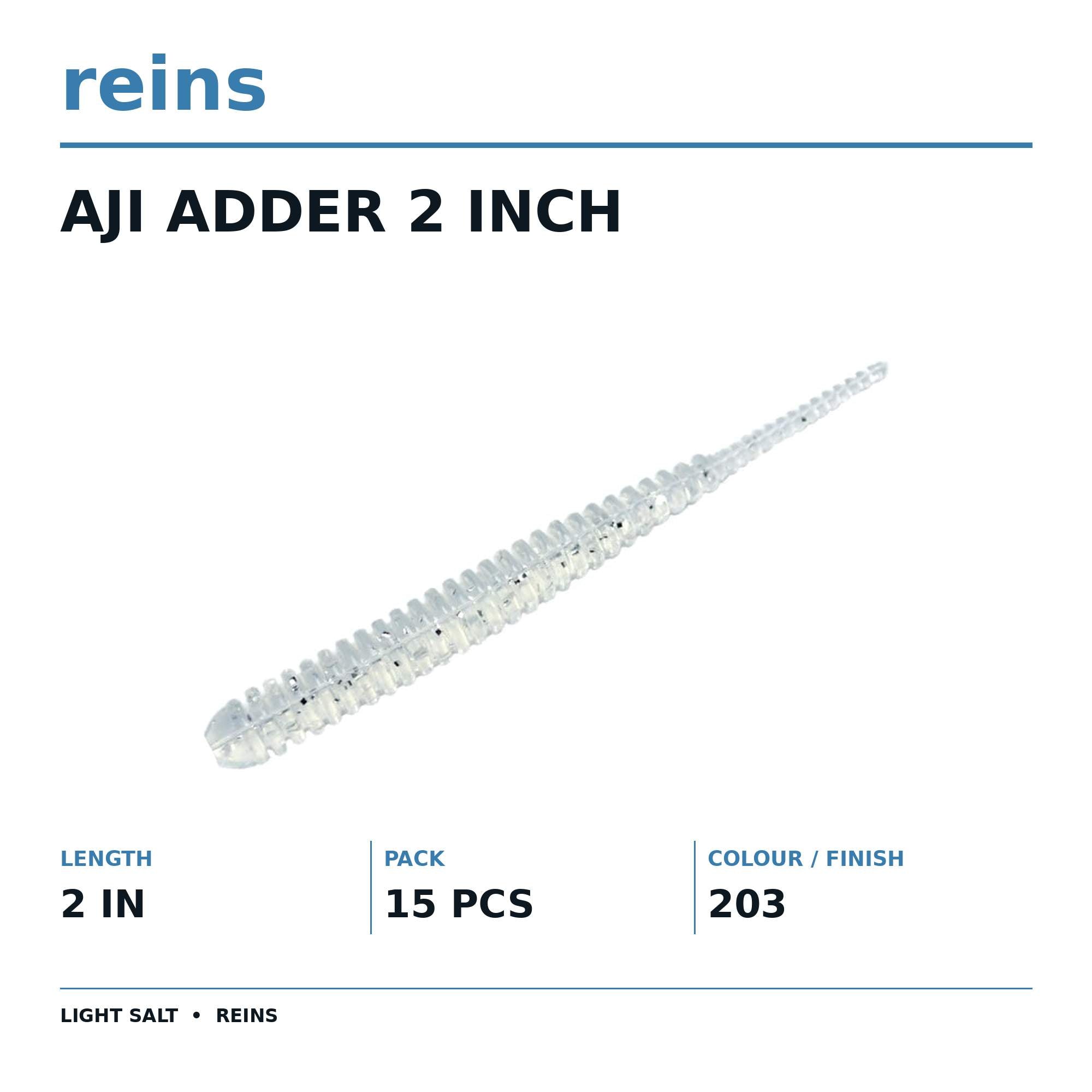 Reins Soft Plastic Aji Adder 2 Inch 15 Pieces 203 (2612)