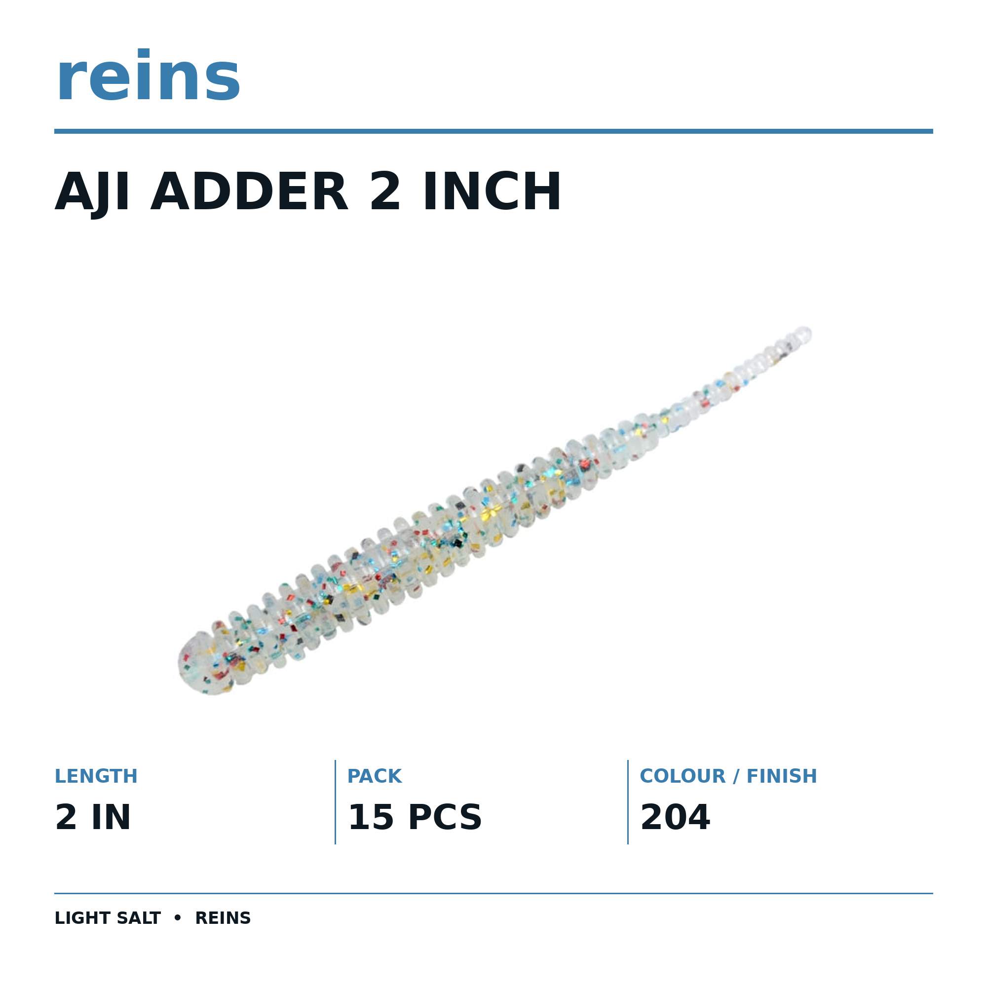 Reins Soft Plastic Aji Adder 2 Inch 15 Pieces 204 (2629)