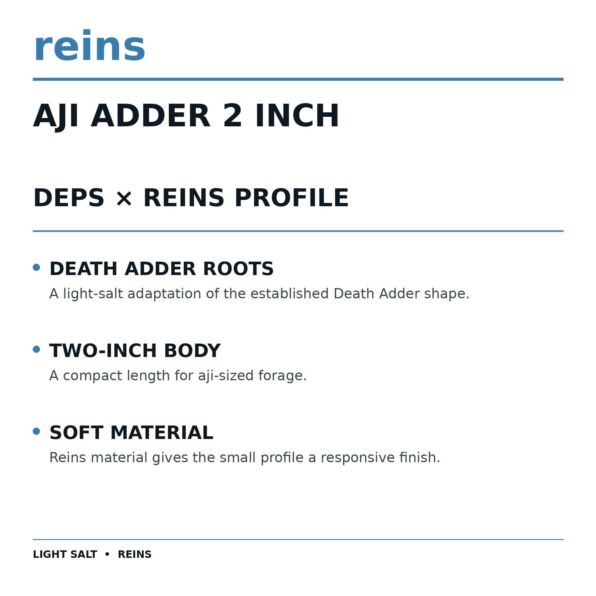 Reins Soft Plastic Aji Adder 2 Inch 15 Pieces 204 (2629)
