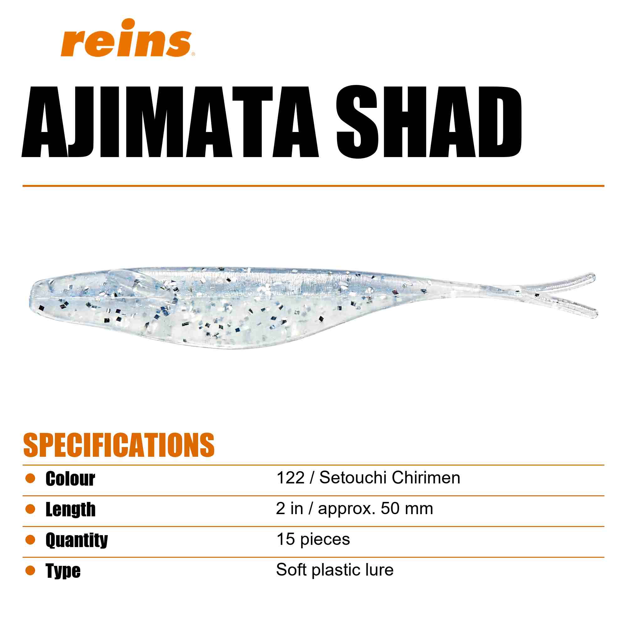 Reins Soft Plastic Ajimata Shad 2 Inch 15 pieces 122 (2079)