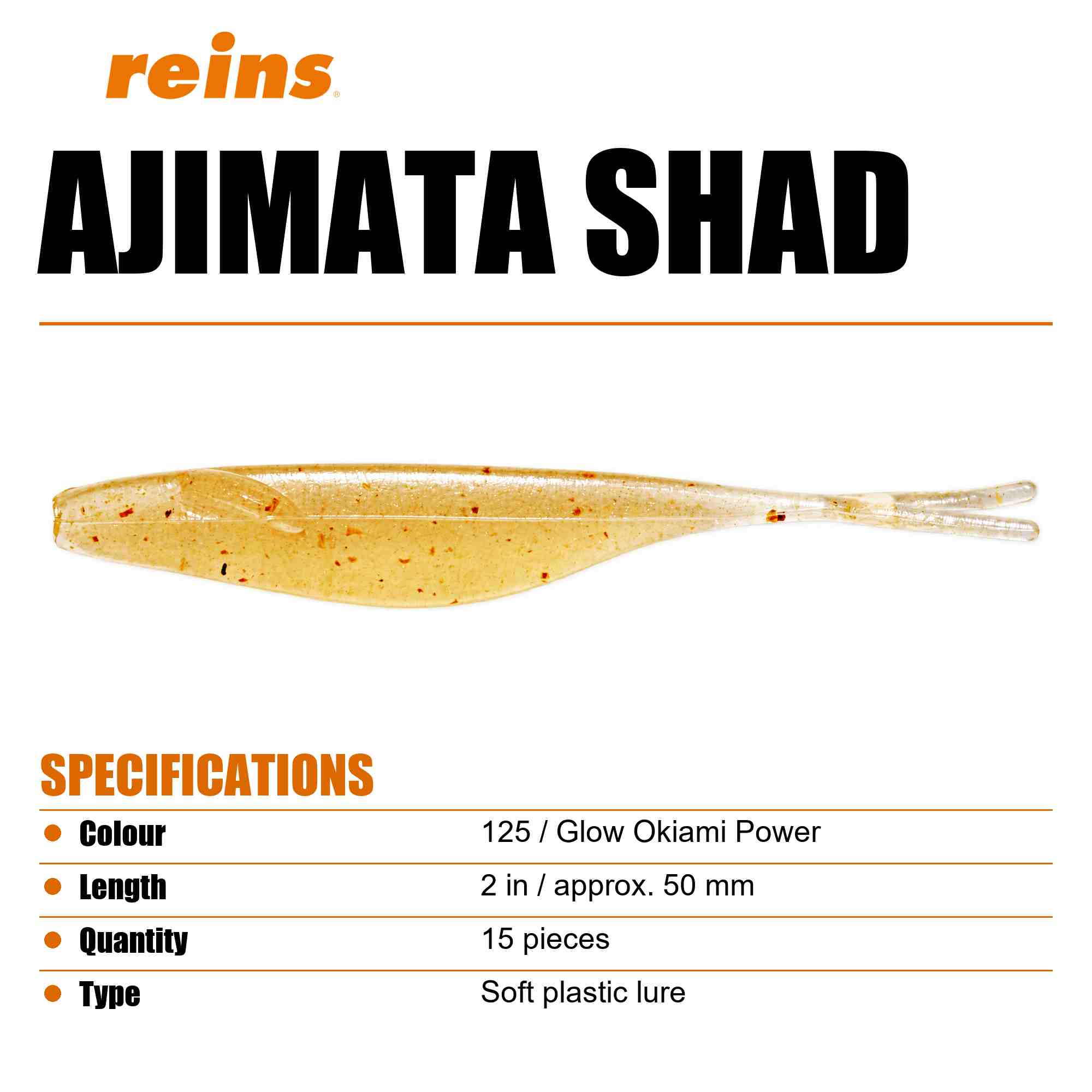 Reins Soft Plastic Ajimata Shad 2 Inch 15 pieces 125 (2086)