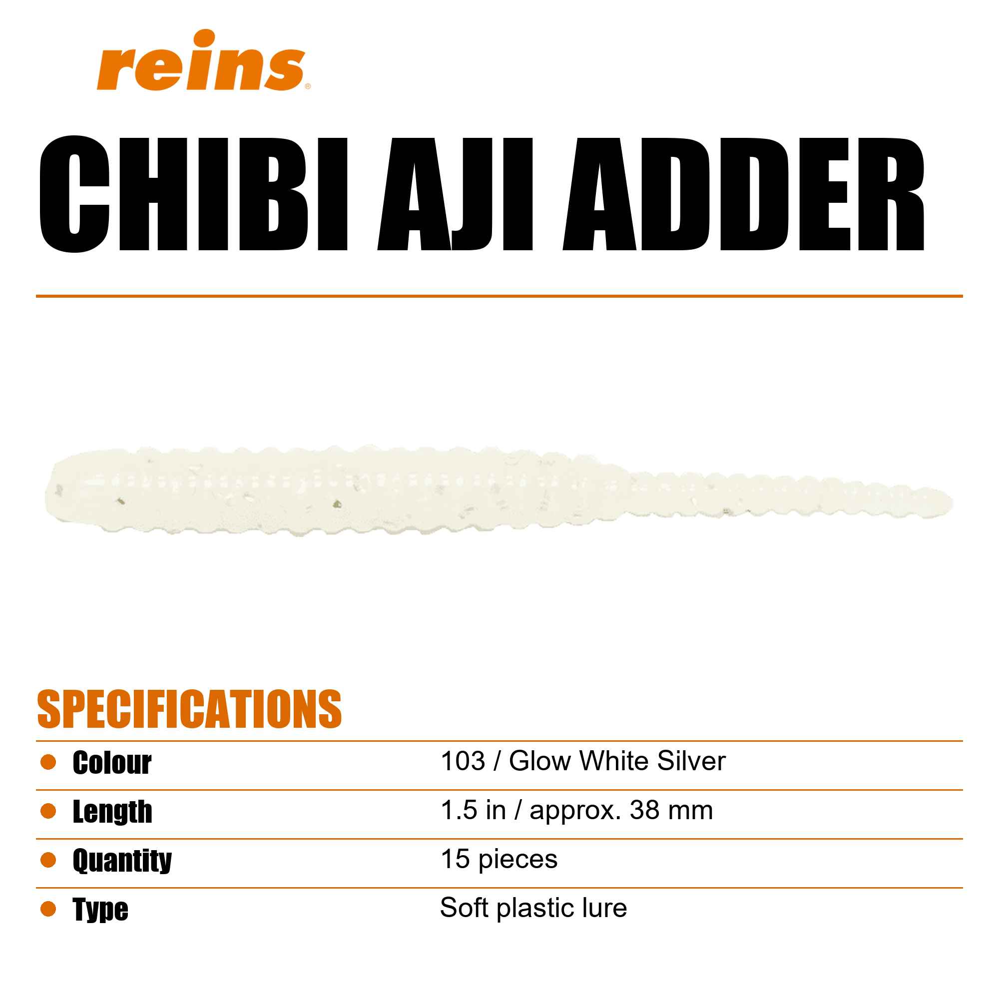 Reins Soft Plastic Chibi Aji Adder 1.5 Inch 15 pieces 103 (2264)