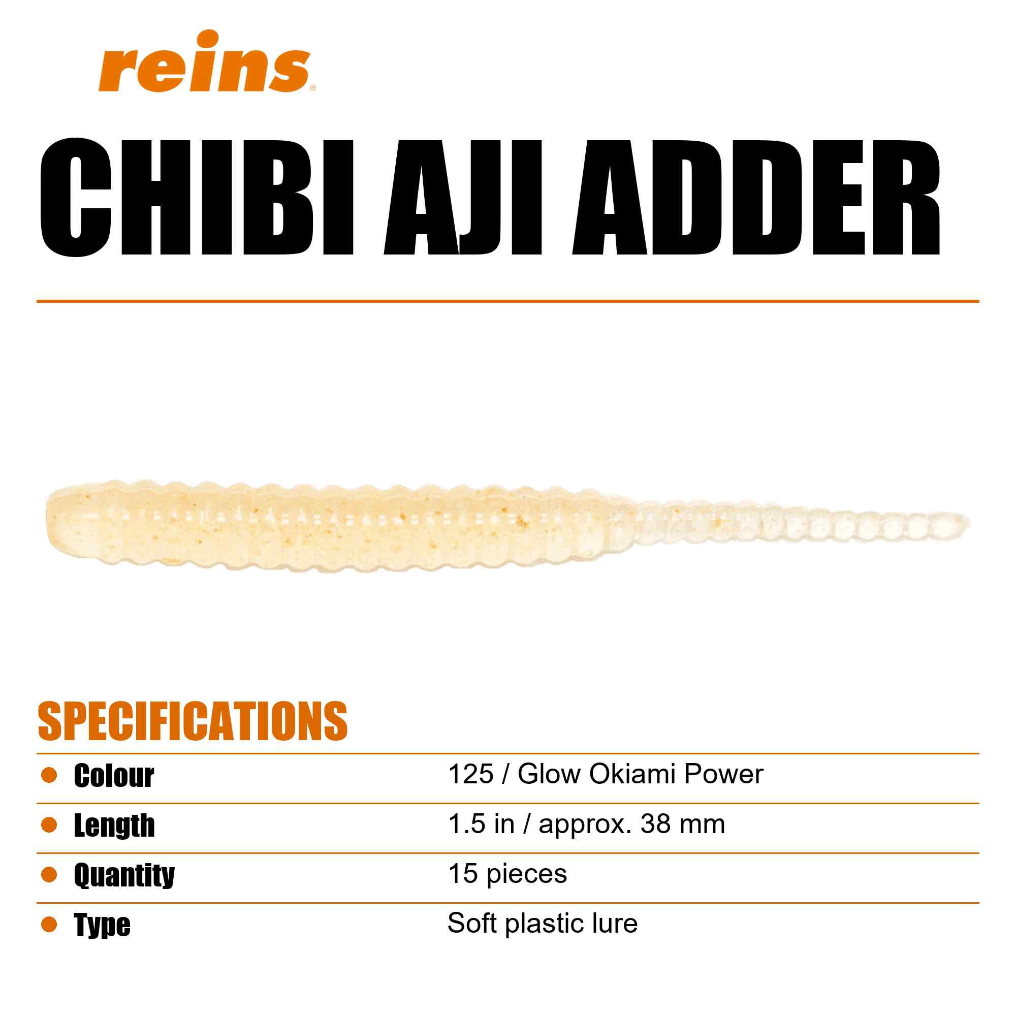 Reins Soft Plastic Chibi Aji Adder 1.5 Inch 15 pieces 125 (2301)