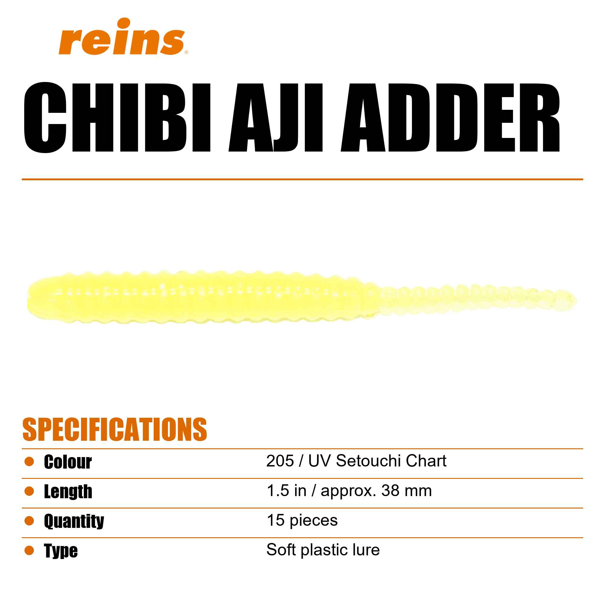Reins Soft Plastic Chibi Aji Adder 1.5 Inch 15 pieces 205 (2332)