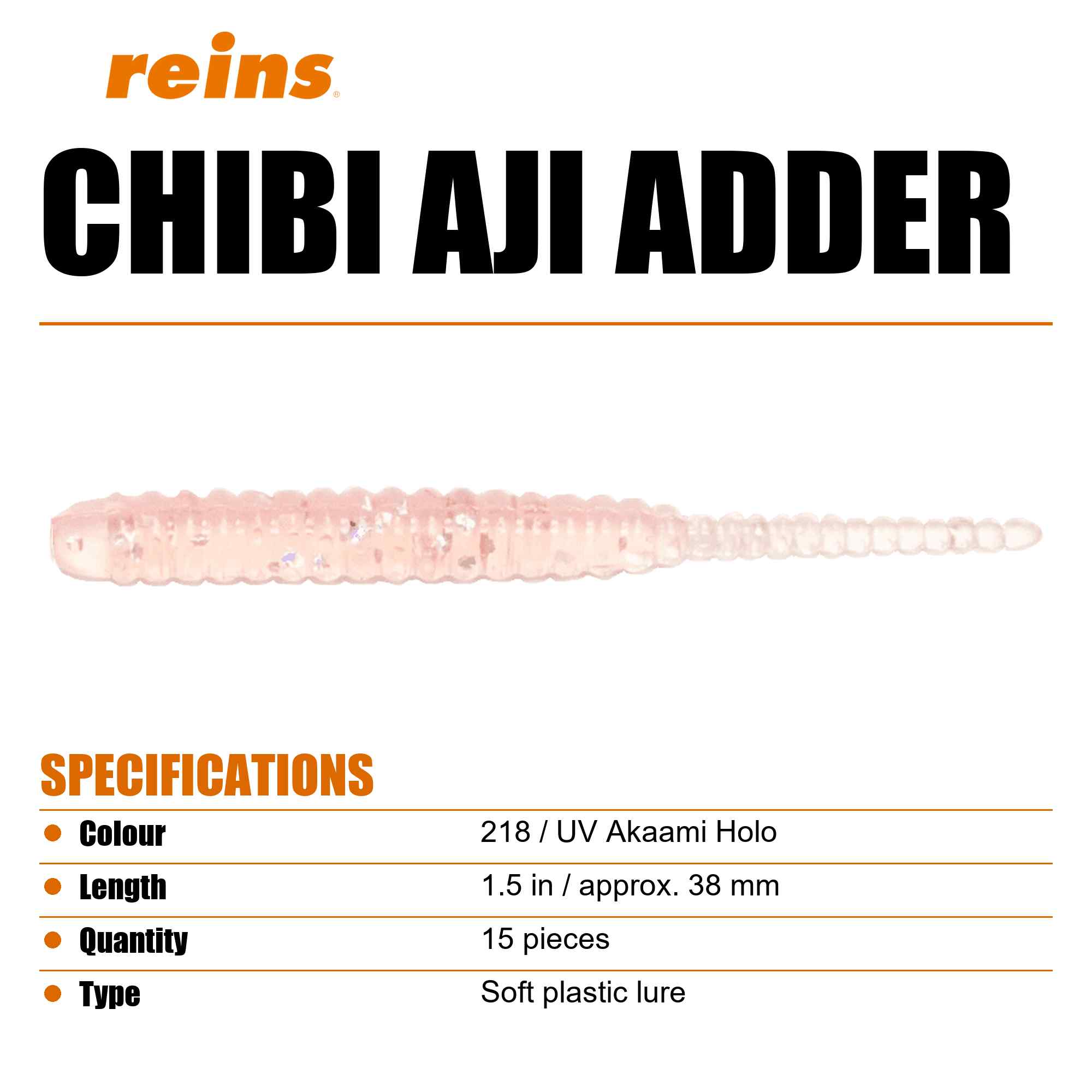 Reins Soft Plastic Chibi Aji Adder 1.5 Inch 15 pieces 218 (2356)