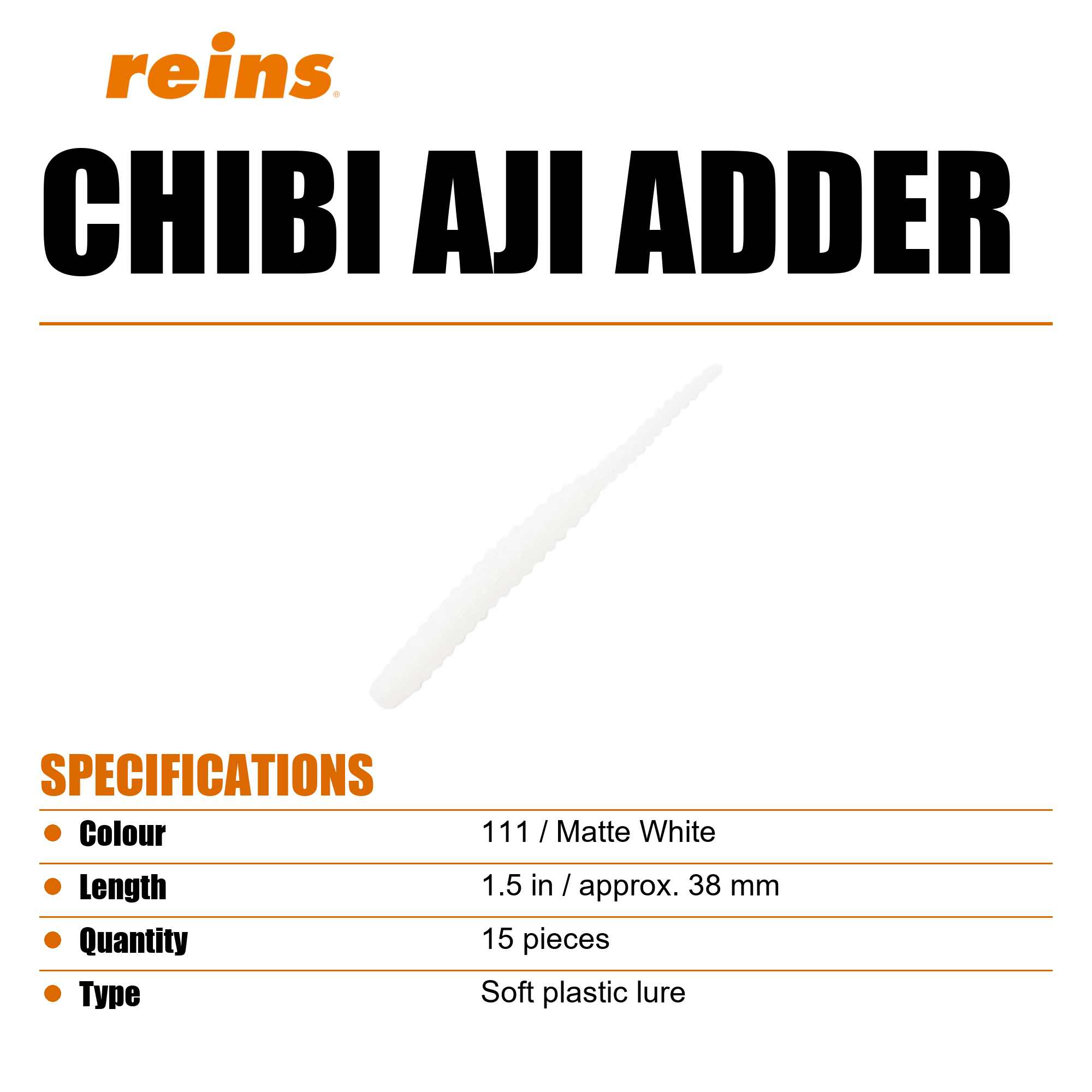 Reins Soft Plastic Chibi Aji Adder 1.5 Inch 15 pieces 111 (9713)