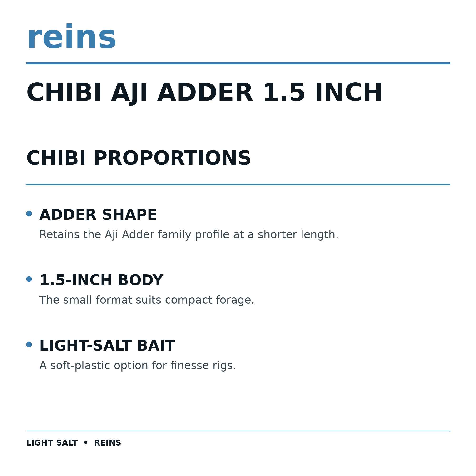 Reins Soft Plastic Chibi Aji Adder 1.5 Inch 15 pieces 555 (9775)
