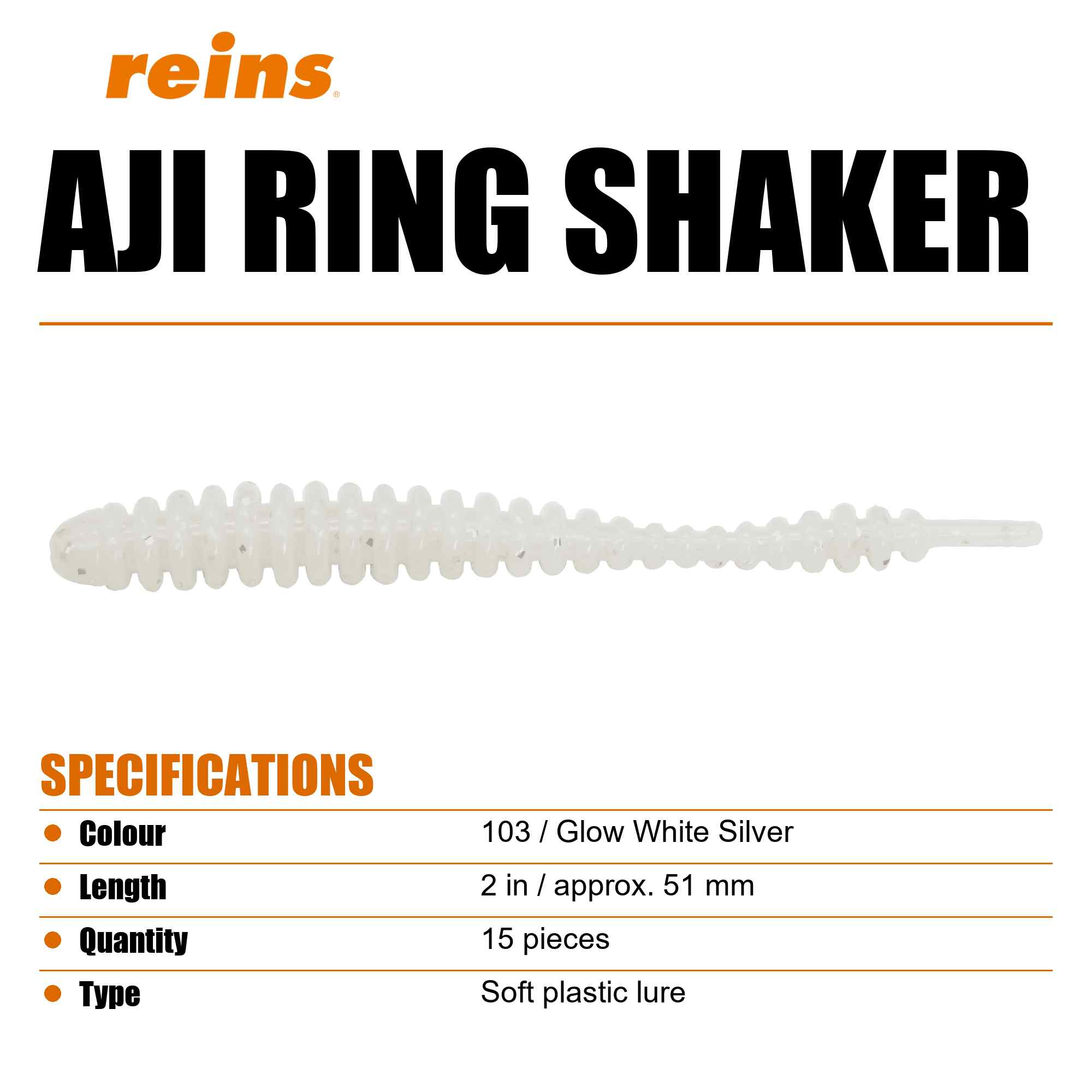 Reins Soft Plastic Aji Ring Shaker 2 Inch 15 pieces 103 (1357)
