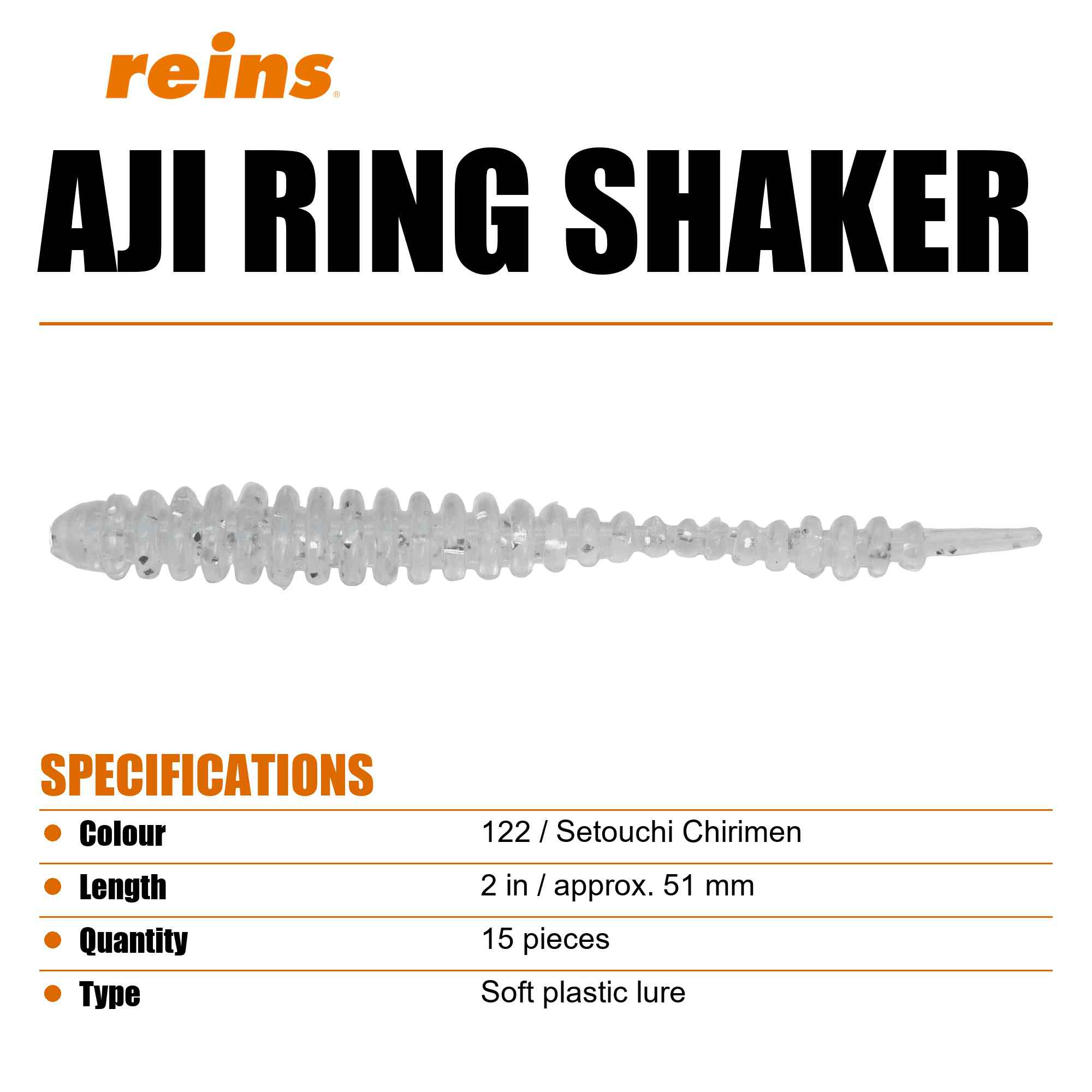Reins Soft Plastic Aji Ring Shaker 2 Inch 15 pieces 122 (1388)