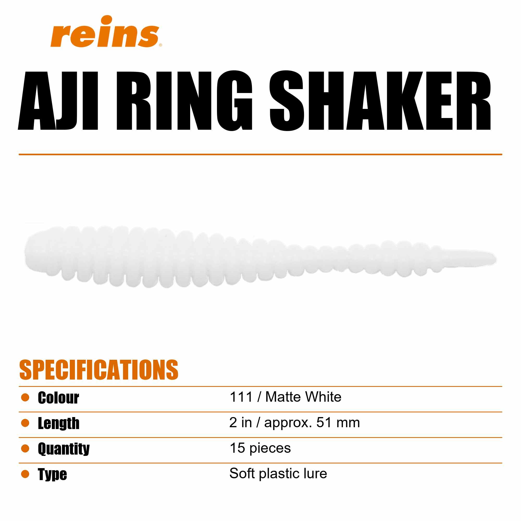 Reins Soft Plastic Aji Ring Shaker 2 Inch 15 pieces 111 (7397)