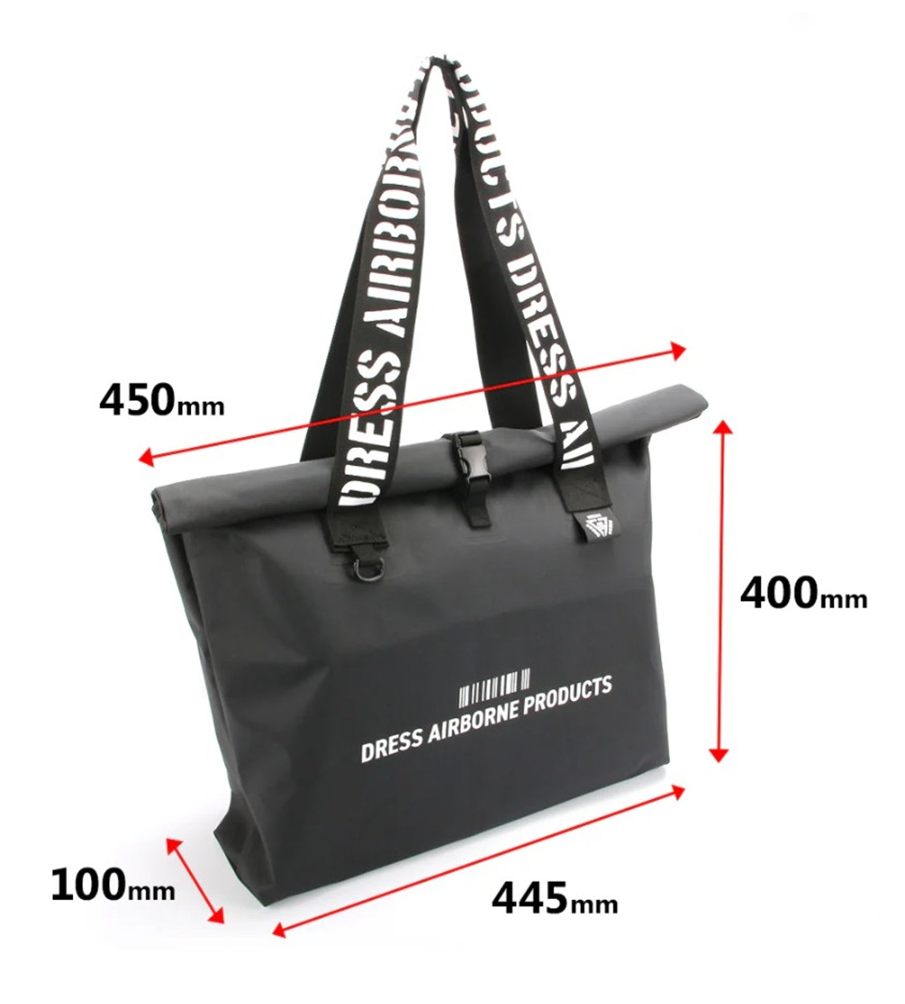 Dress Bag Waterproof Tote Bag 450 x 400 x 100mm Size S Black (7230)