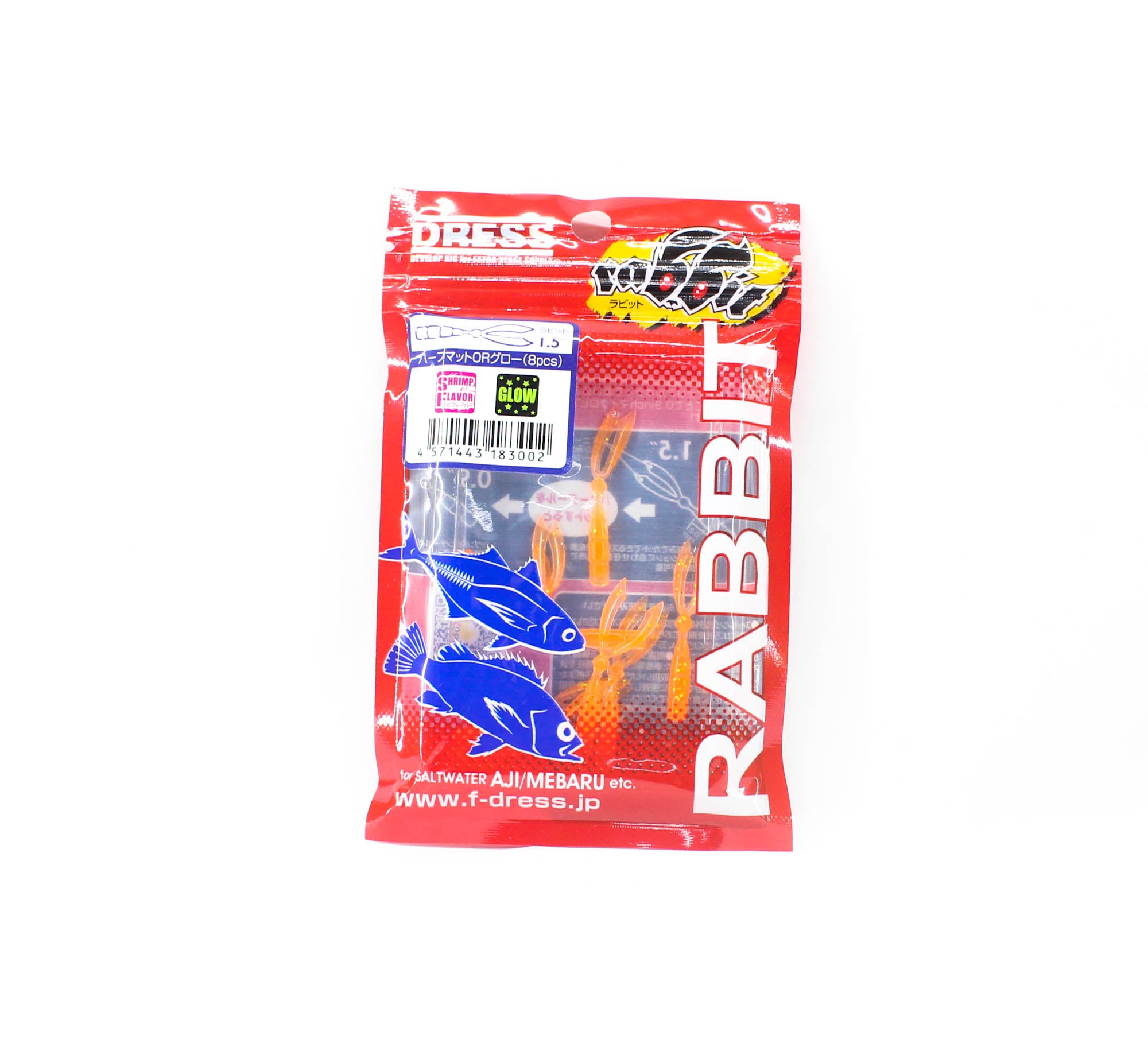 Dress Soft Lure Rabbit 1.5 Inch 8 per Pack Matte Orange Glow (3002)