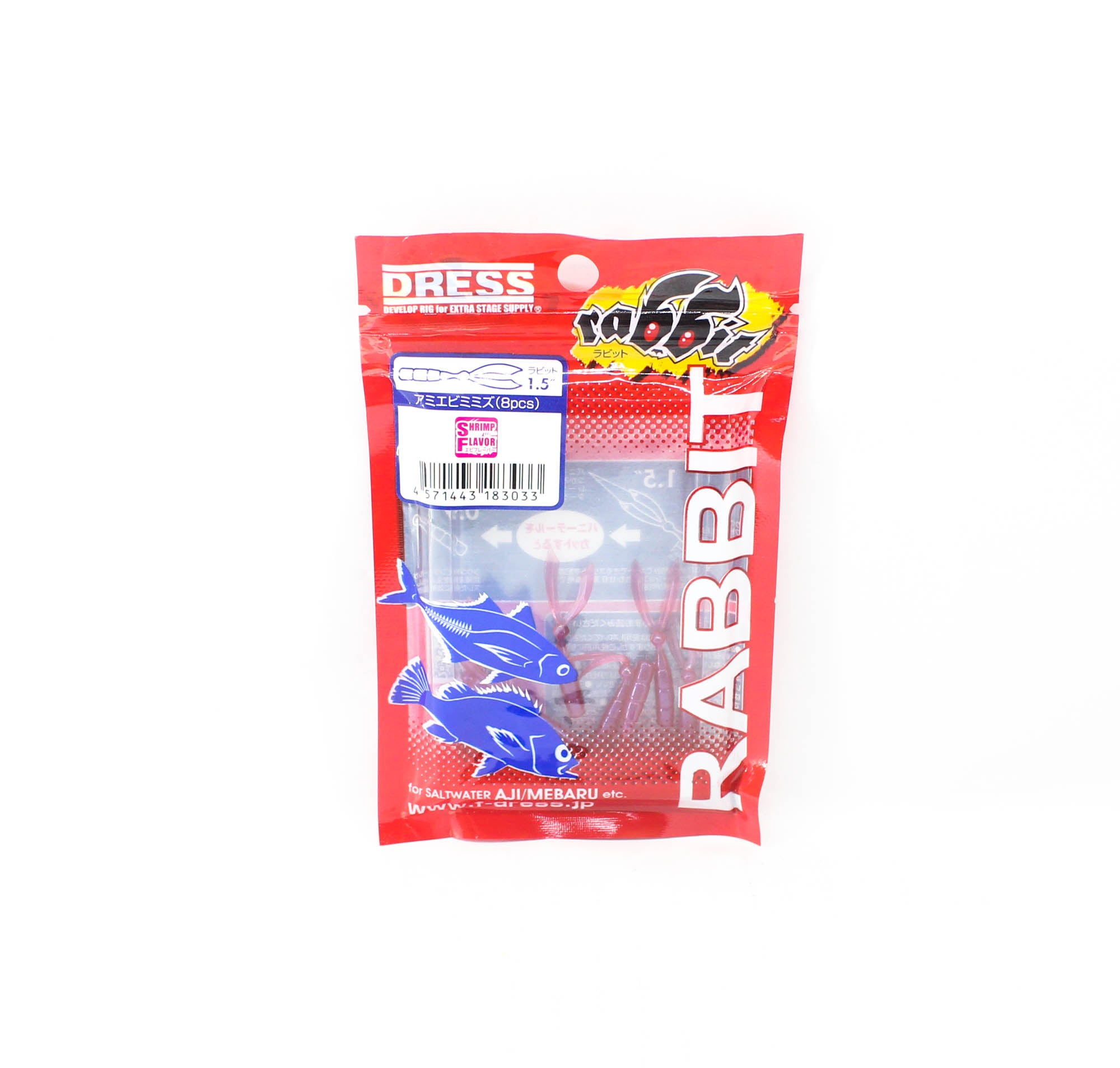 Dress Soft Lure Rabbit 1.5 Inch 8 per Pack Ami Shrimp Earthworm (3033)