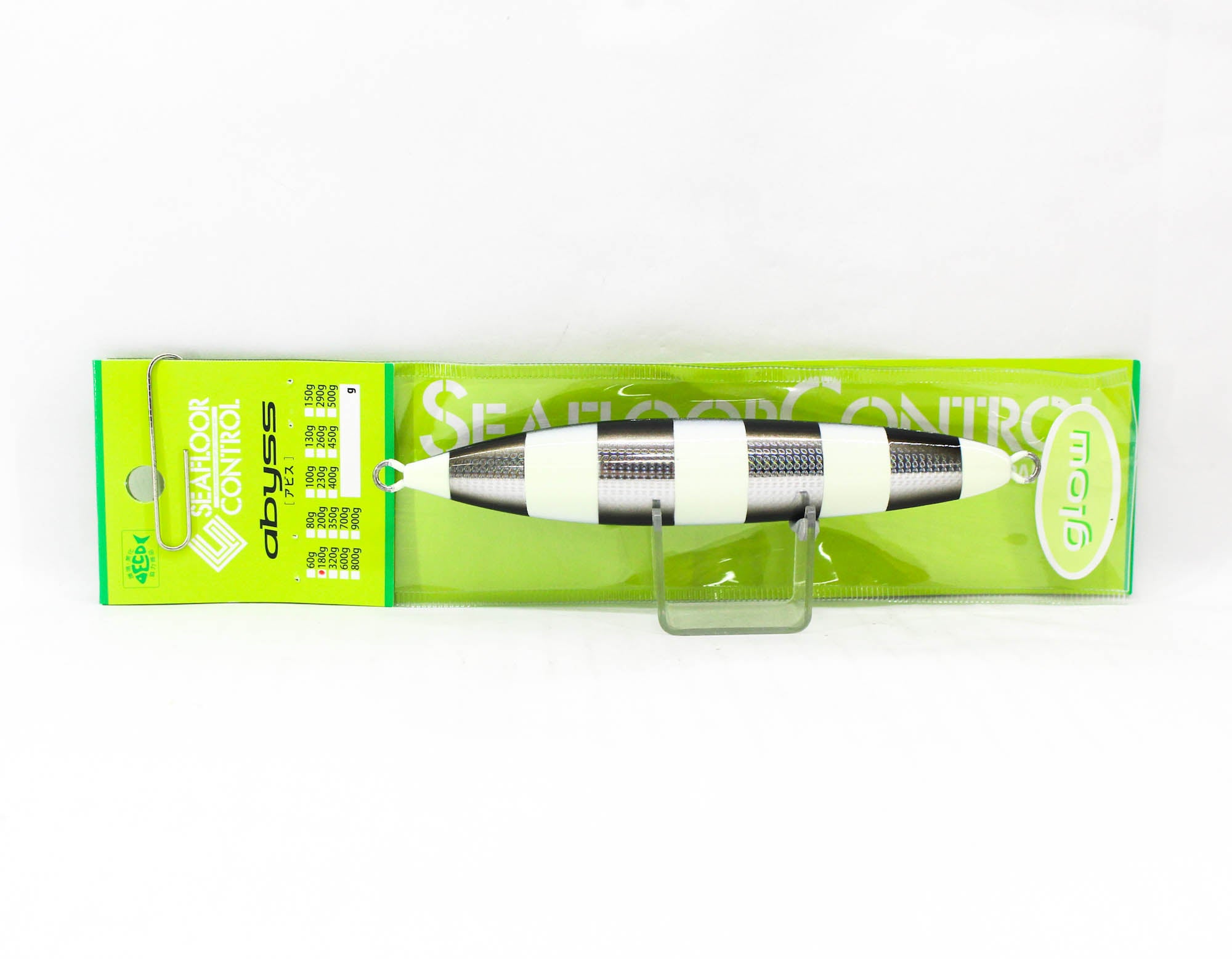 Seafloor Control Metal Jig Abyss 180 grams Silver Black Zebra Glow GR (9091)