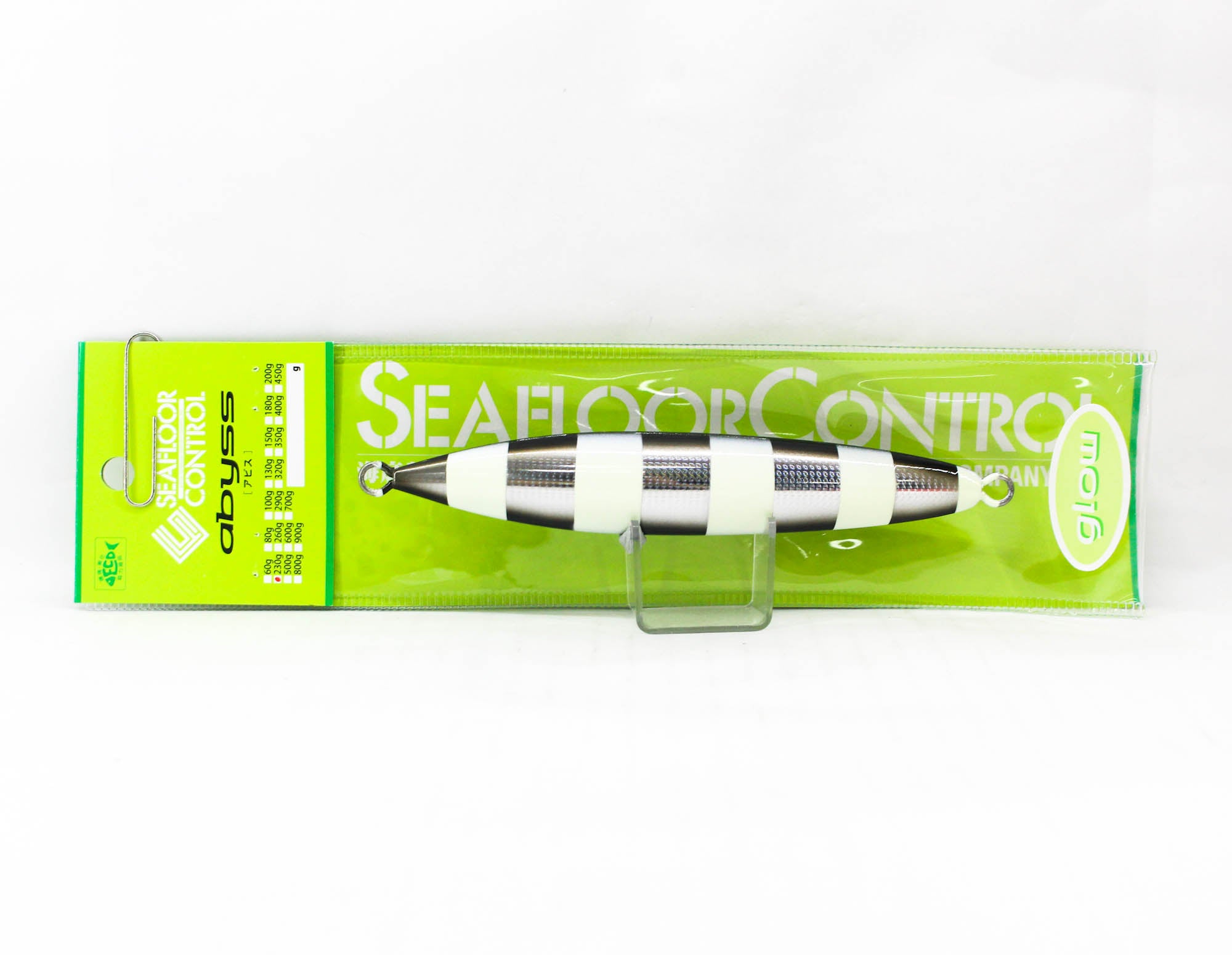 Seafloor Control Metal Jig Abyss 230 grams Silver Black Zebra Glow GR (9114)